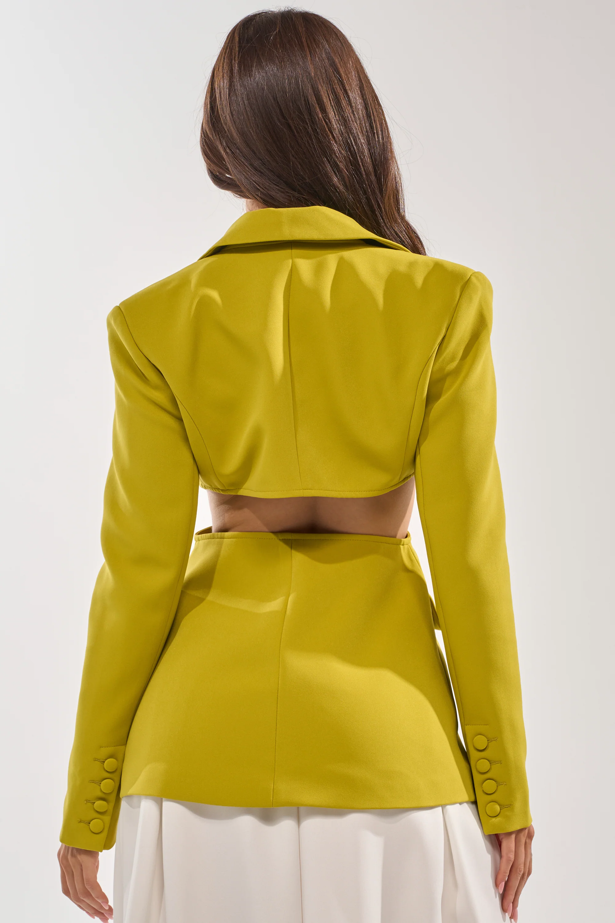 PARTY IN THE BACK CUTOUT BLAZER IN CHARTREUSE - Image 5