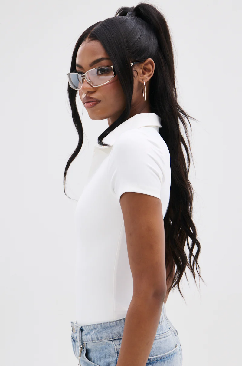 PAXTON FRONT ZIP SHORT SLEEVE COLLARED BODYSUIT - Image 4