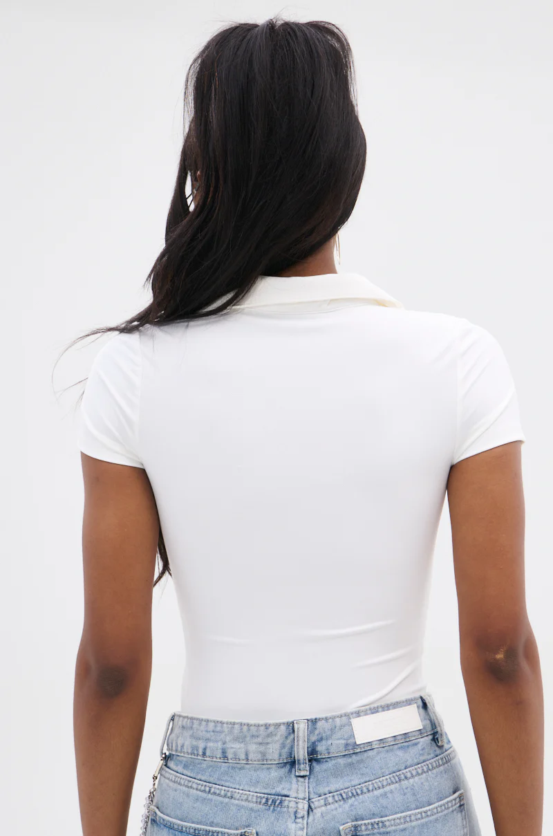 PAXTON FRONT ZIP SHORT SLEEVE COLLARED BODYSUIT - Image 5
