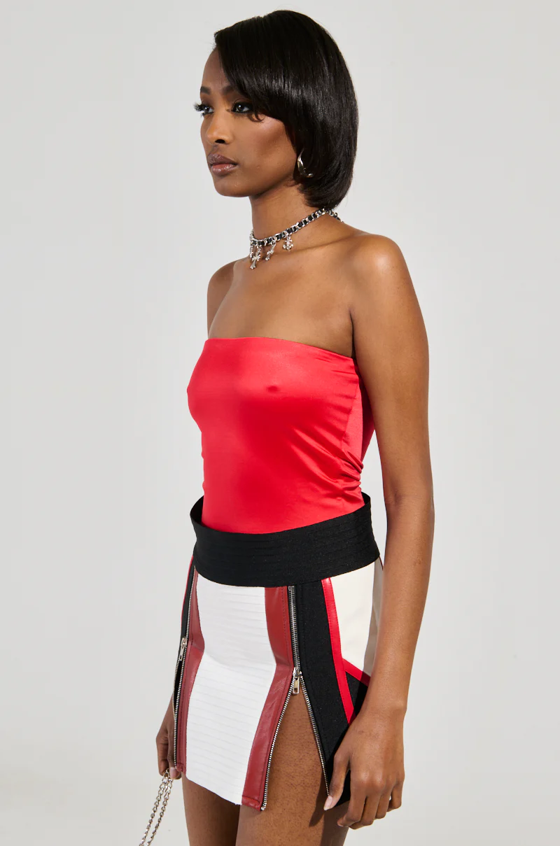 PAXTON NEW SHINE TUBE BODYSUIT IN RED - Image 3
