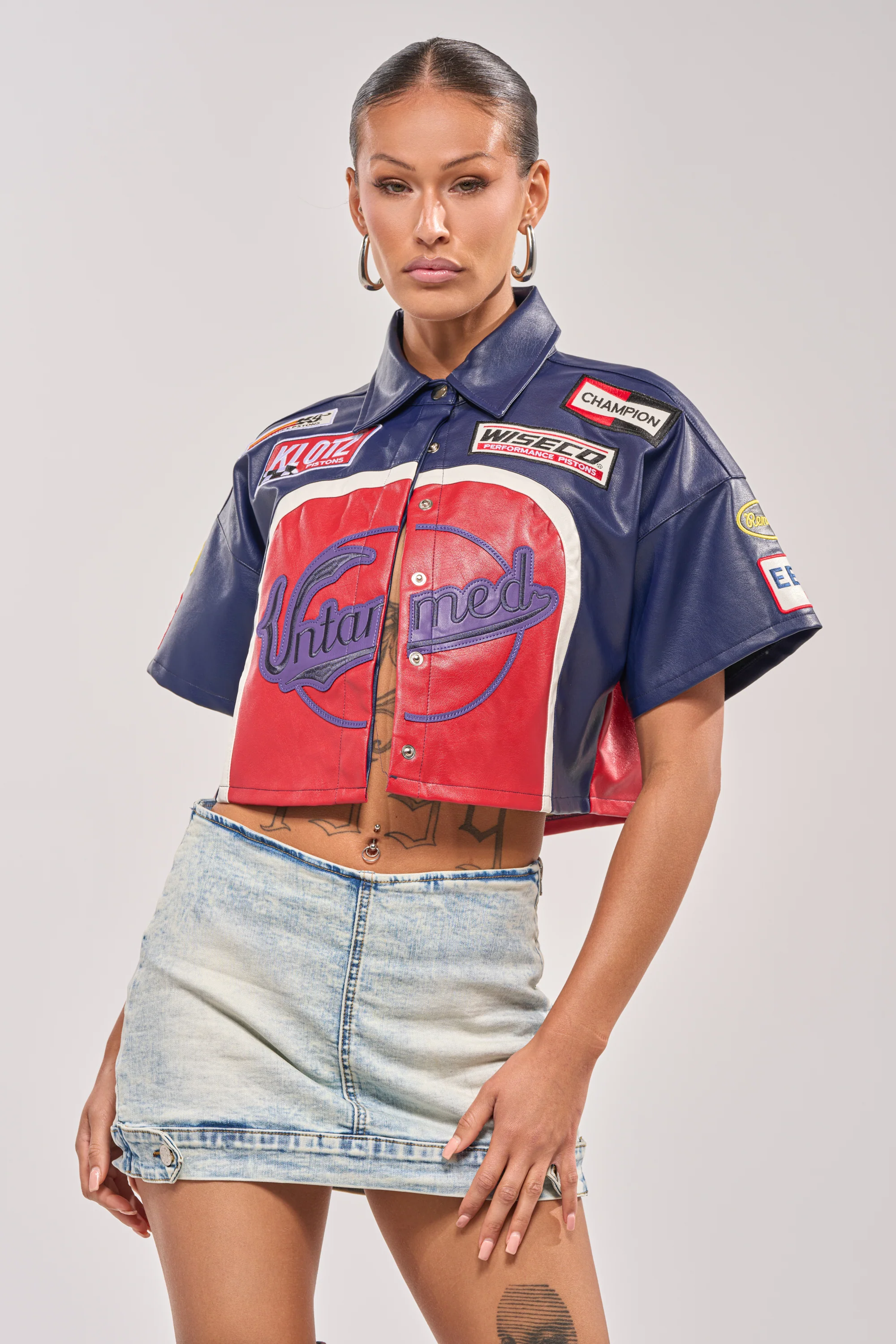 PEDAL TO THE METAL FAUX LEATHER BUTTON DOWN - Image 2