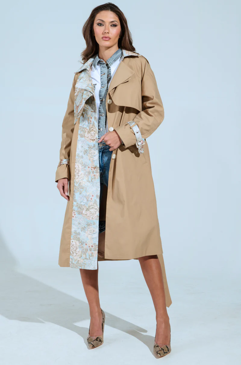 PEEKABOO BROCADE TRIM TRENCH - Image 2