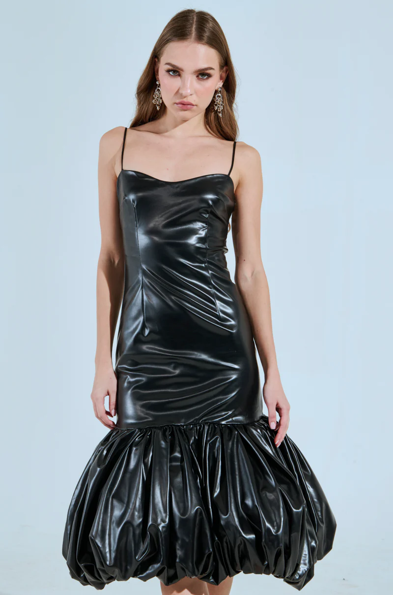 PHOEBE BUBBLE MIDI DRESS IN PU - Image 3