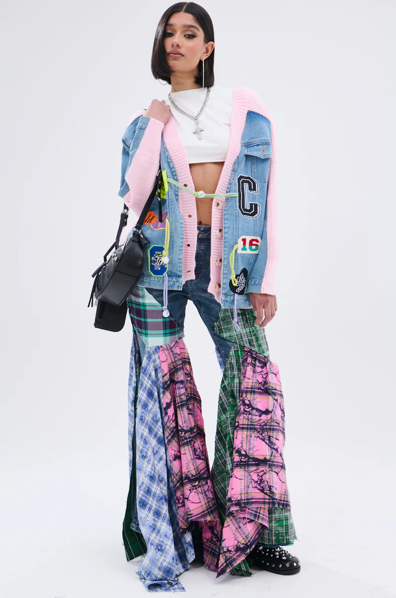 PLAID ON PLAID DENIM JEANS - Image 8