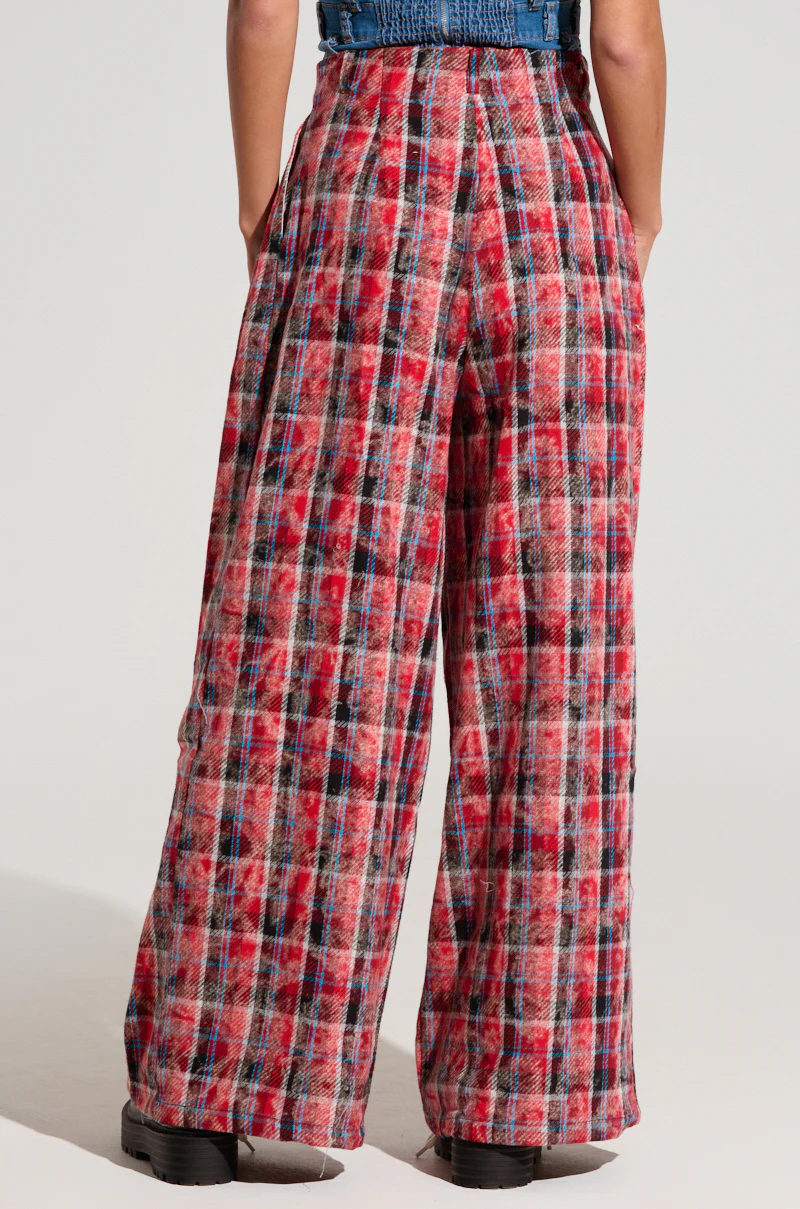 PLAID SWAGGER SLACKS IN RED MULTI - Image 5
