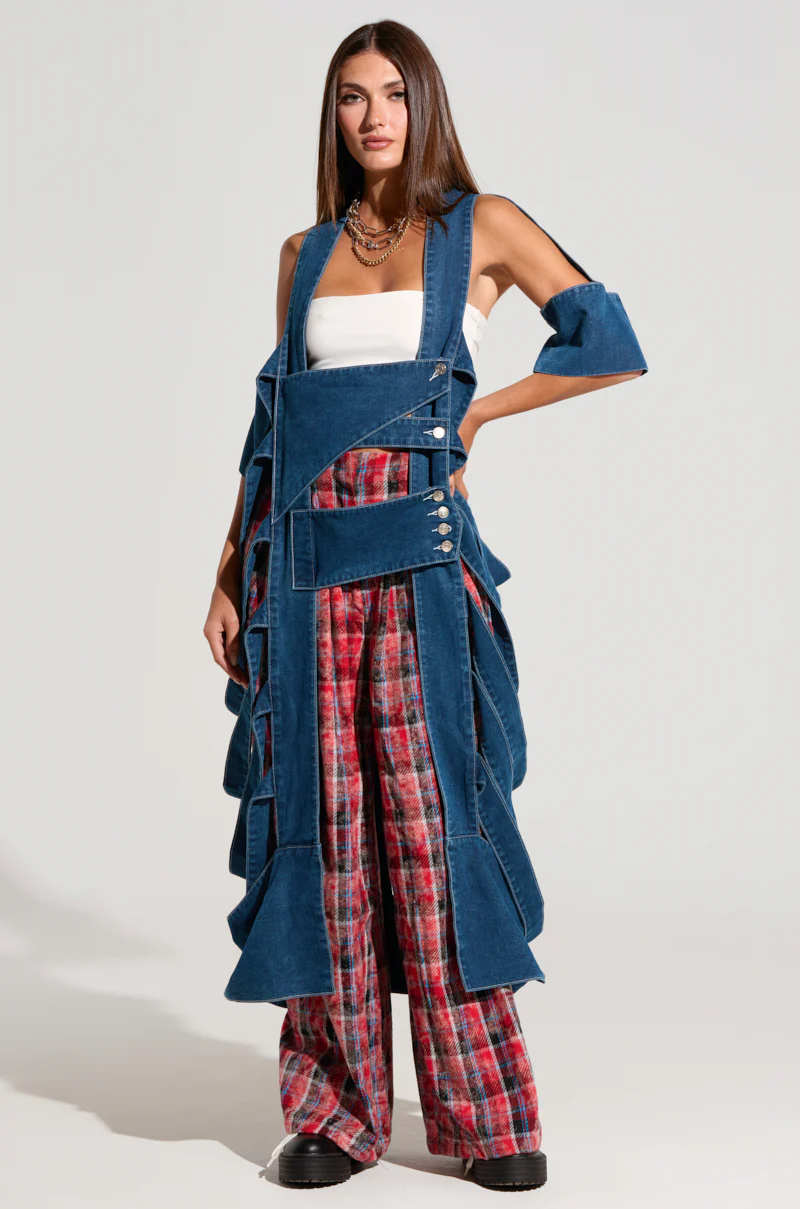 PLAID SWAGGER SLACKS IN RED MULTI - Image 6