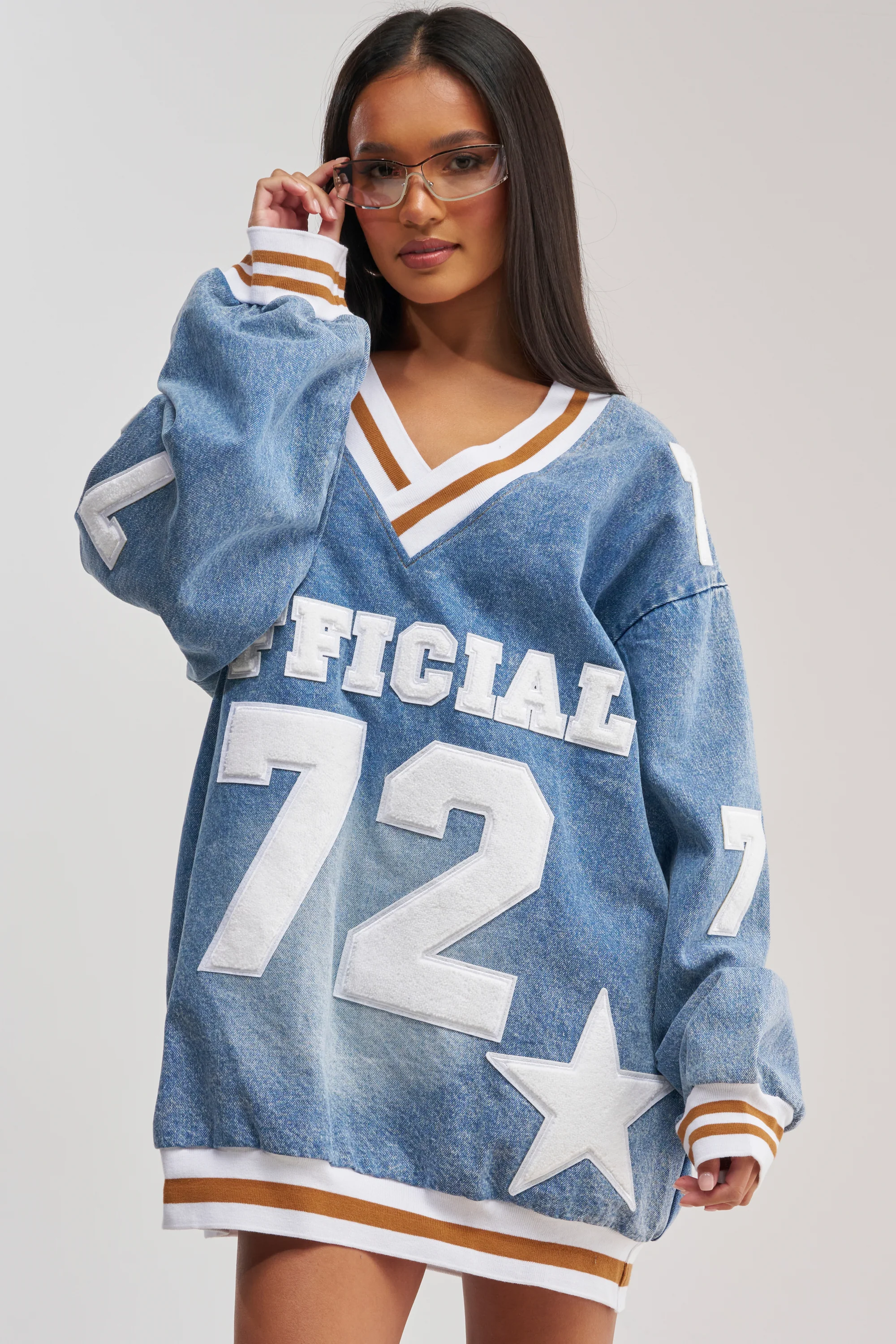 PLAYER FOR YOU DENIM JERSEY MINI DRESS - Image 2