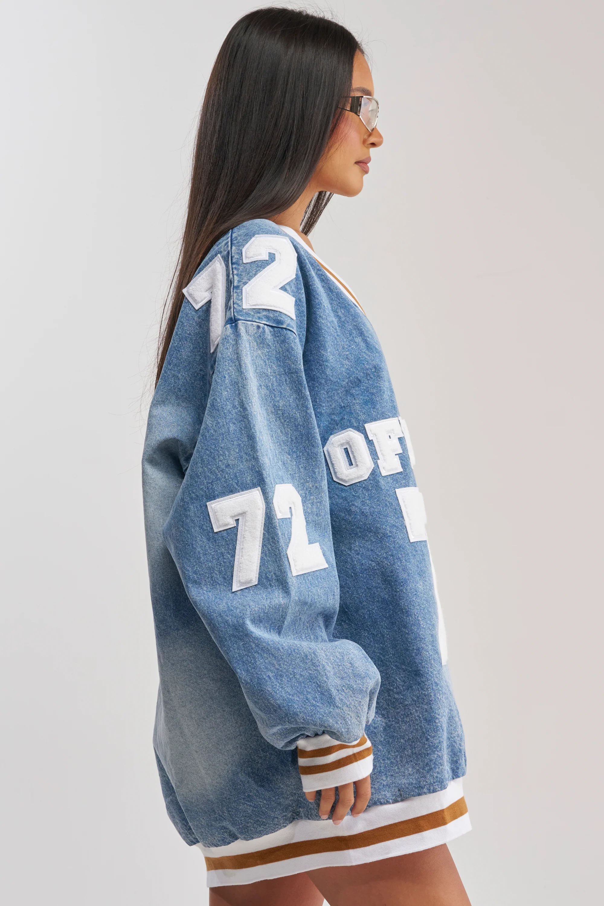 PLAYER FOR YOU DENIM JERSEY MINI DRESS - Image 4