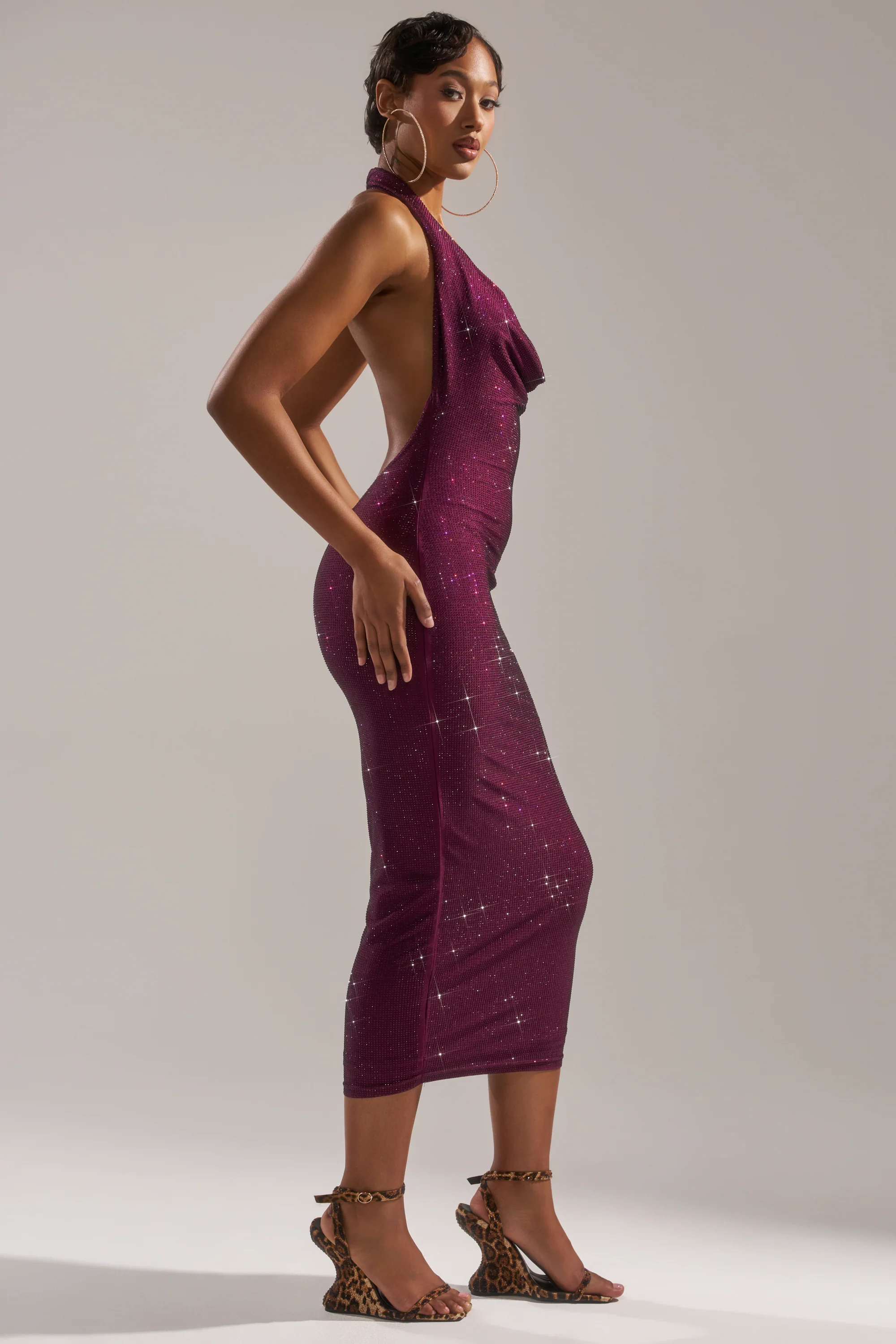 POPPIN' BOTTLES RHINESTONE MAXI DRESS IN PURPLE - Image 5