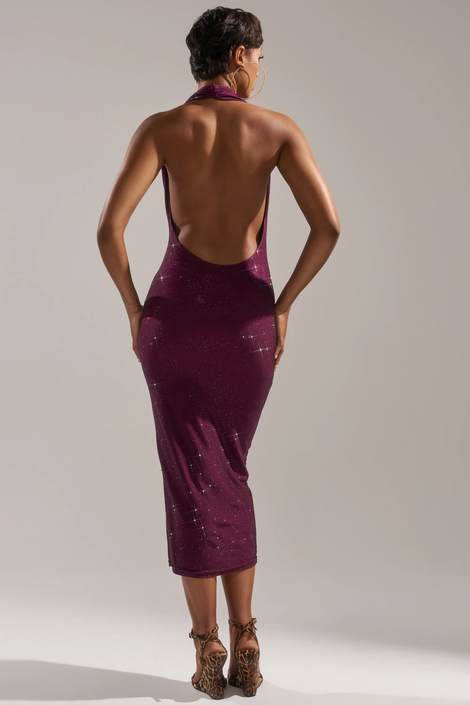 POPPIN' BOTTLES RHINESTONE MAXI DRESS IN PURPLE - Image 6