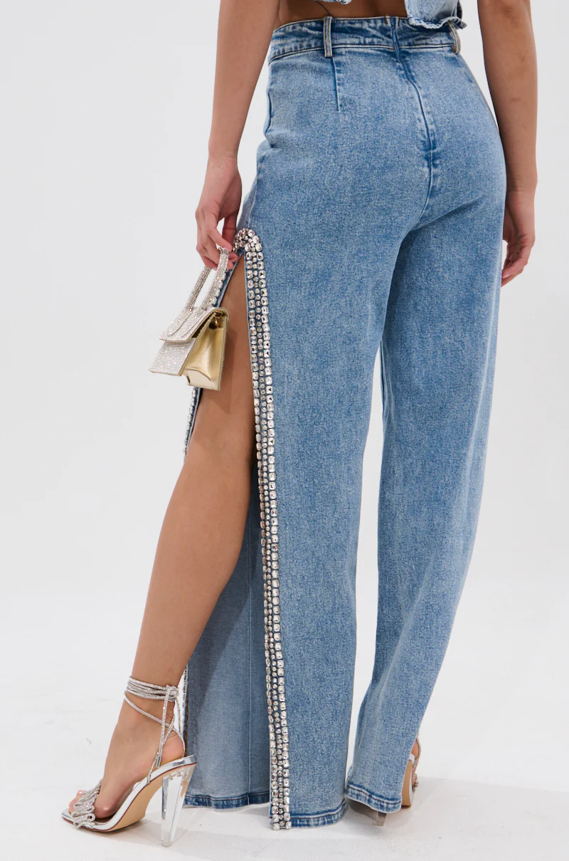 POPPING OUT RHINESTONE DENIM PANT - Image 6