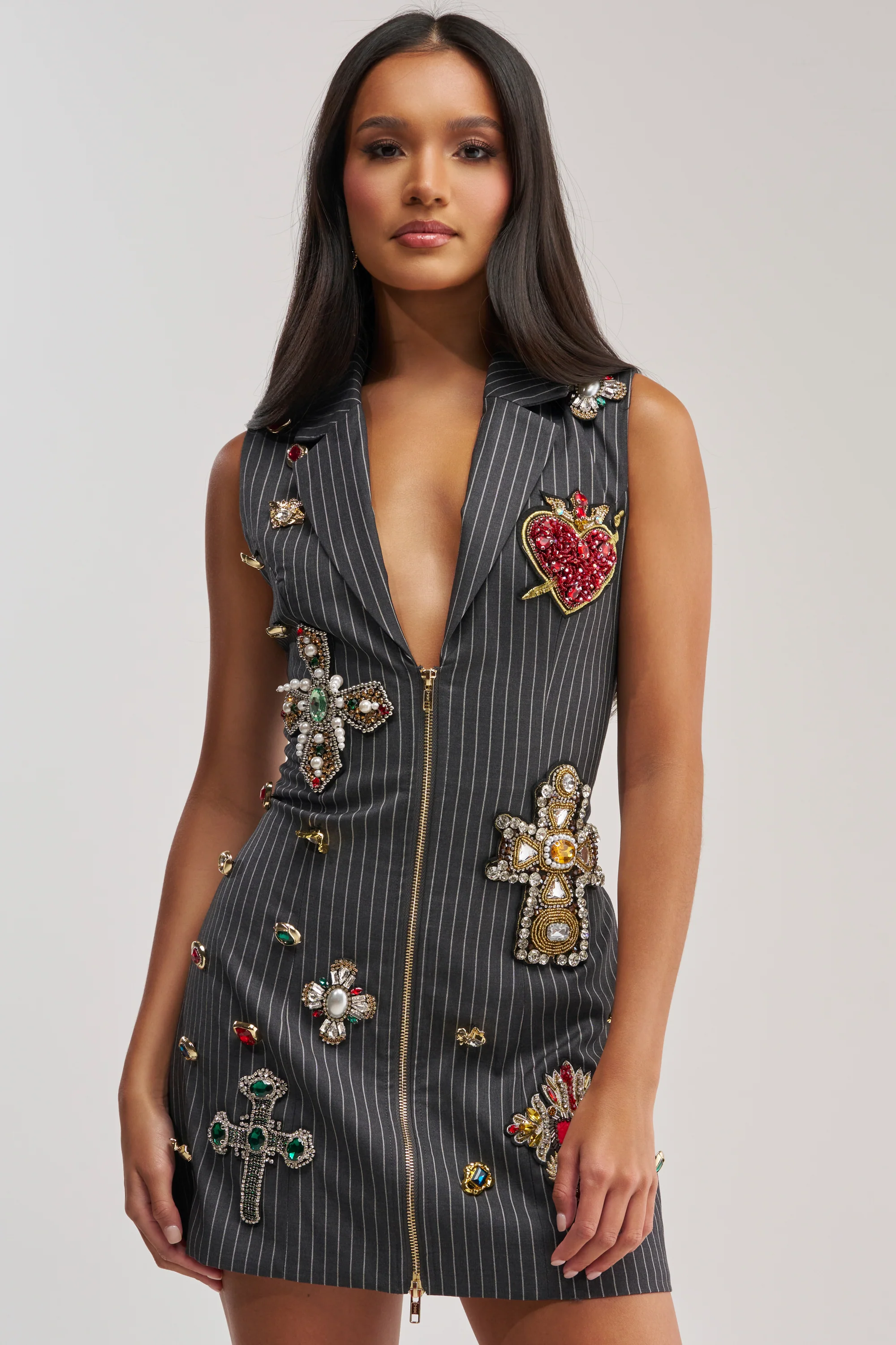 PRETTIEST PROBLEM SLEEVELESS PATCHWORK MINI DRESS - Image 3