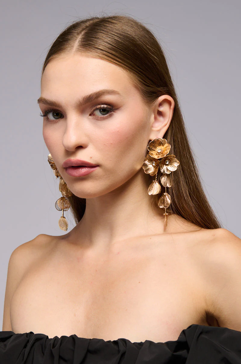 PRETTY LADY EMBELLISHED DANGLE EARRINGS IN GOLD - Image 5