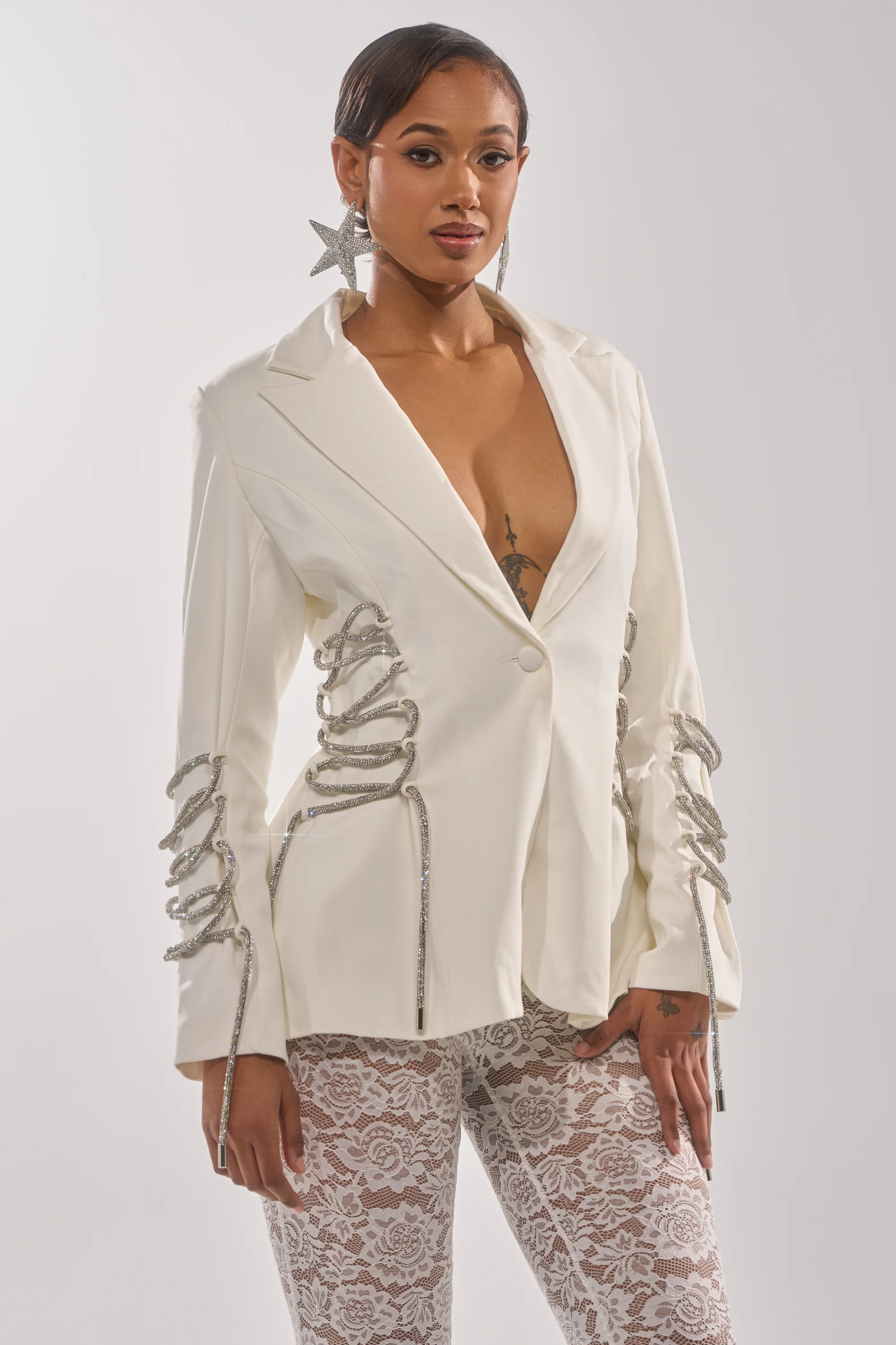 PRETTY PLEASE LACE UP BLAZER