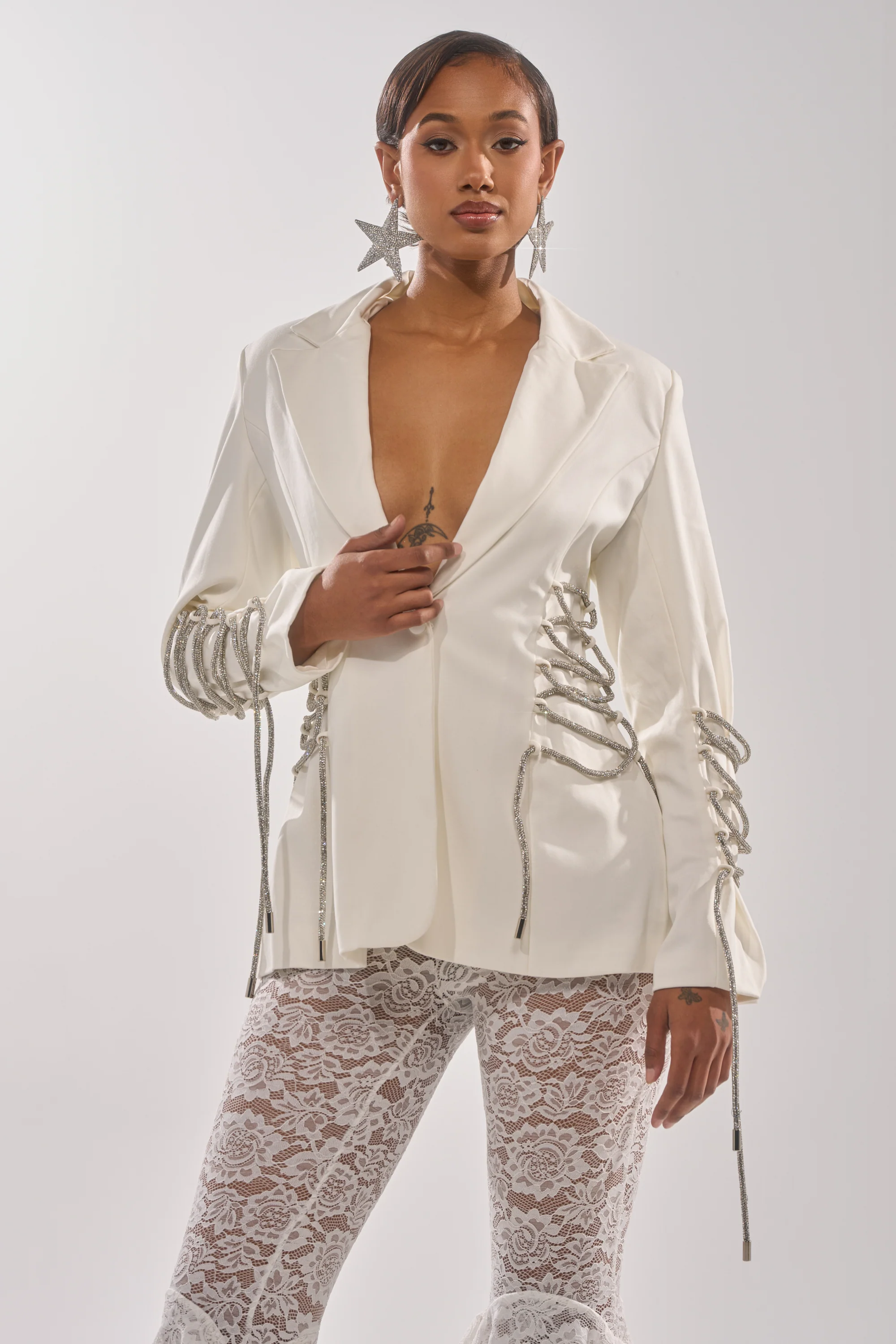 PRETTY PLEASE LACE UP BLAZER - Image 2