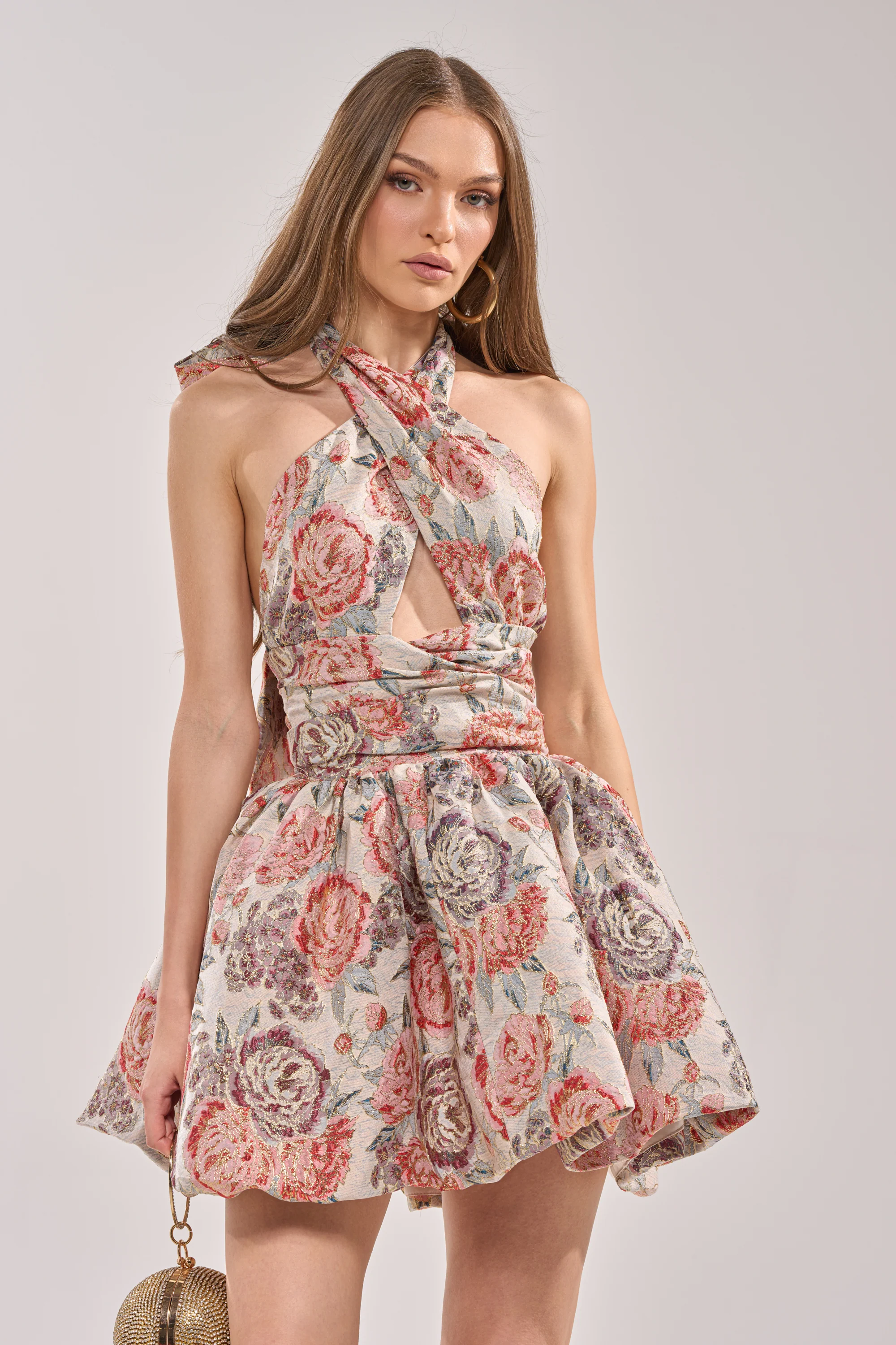 PRINT OF THE SEASON BUBBLE MINI DRESS IN BROCADE - Image 4