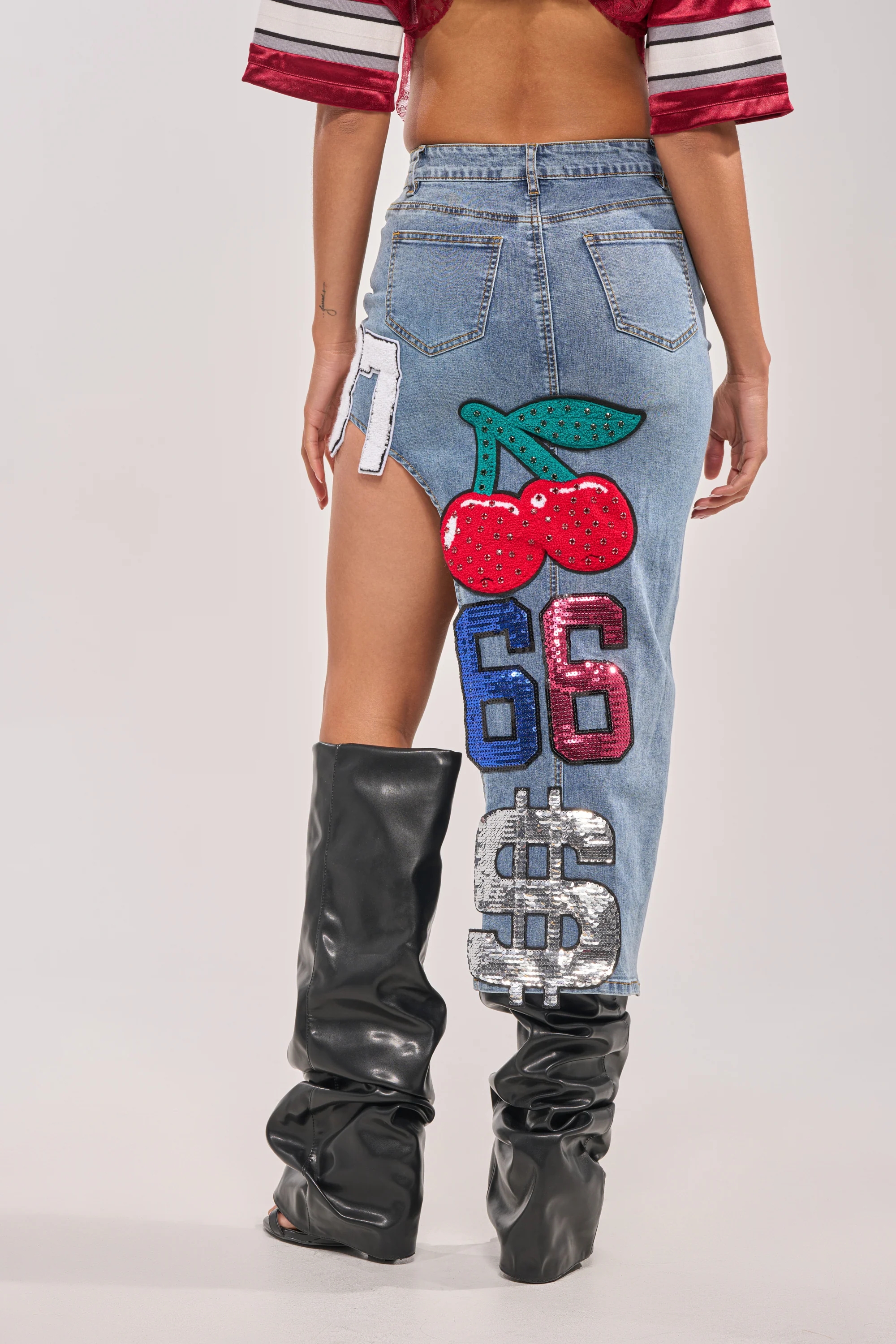 RAIDERS DENIM MAXI SKIRT - Image 4