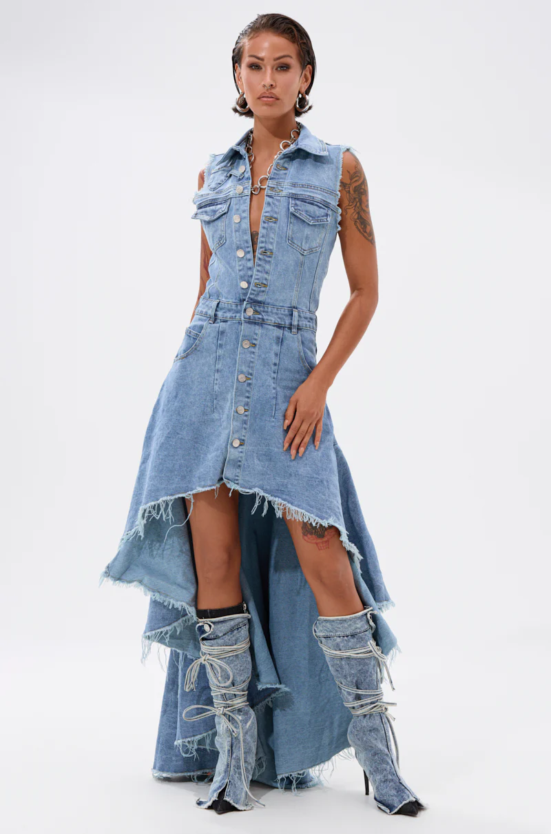 READ IT AND WEEP DENIM MINI DRESS