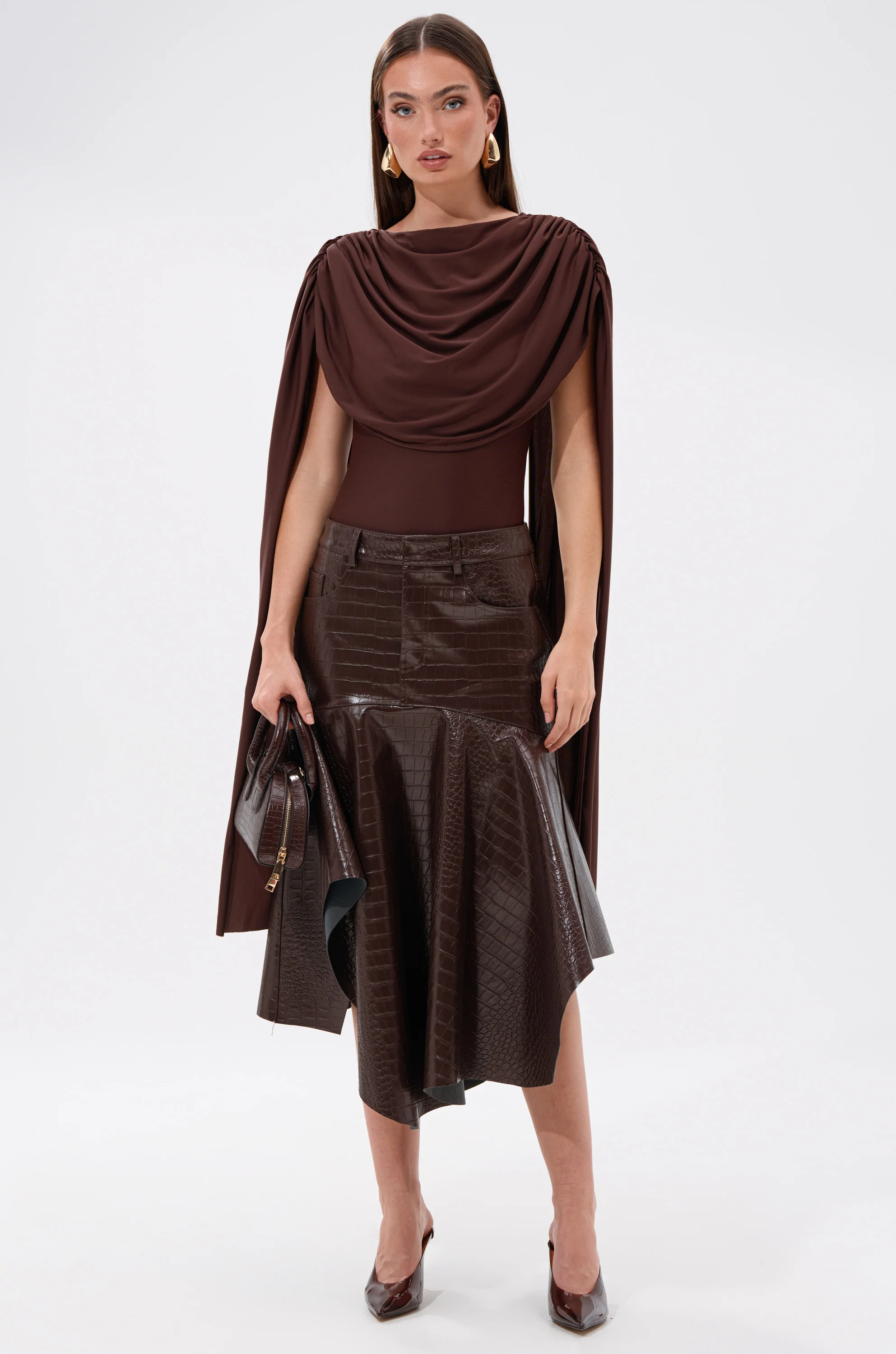 RELAX WITH ME CROCODILE MIDI SKIRT - Image 6