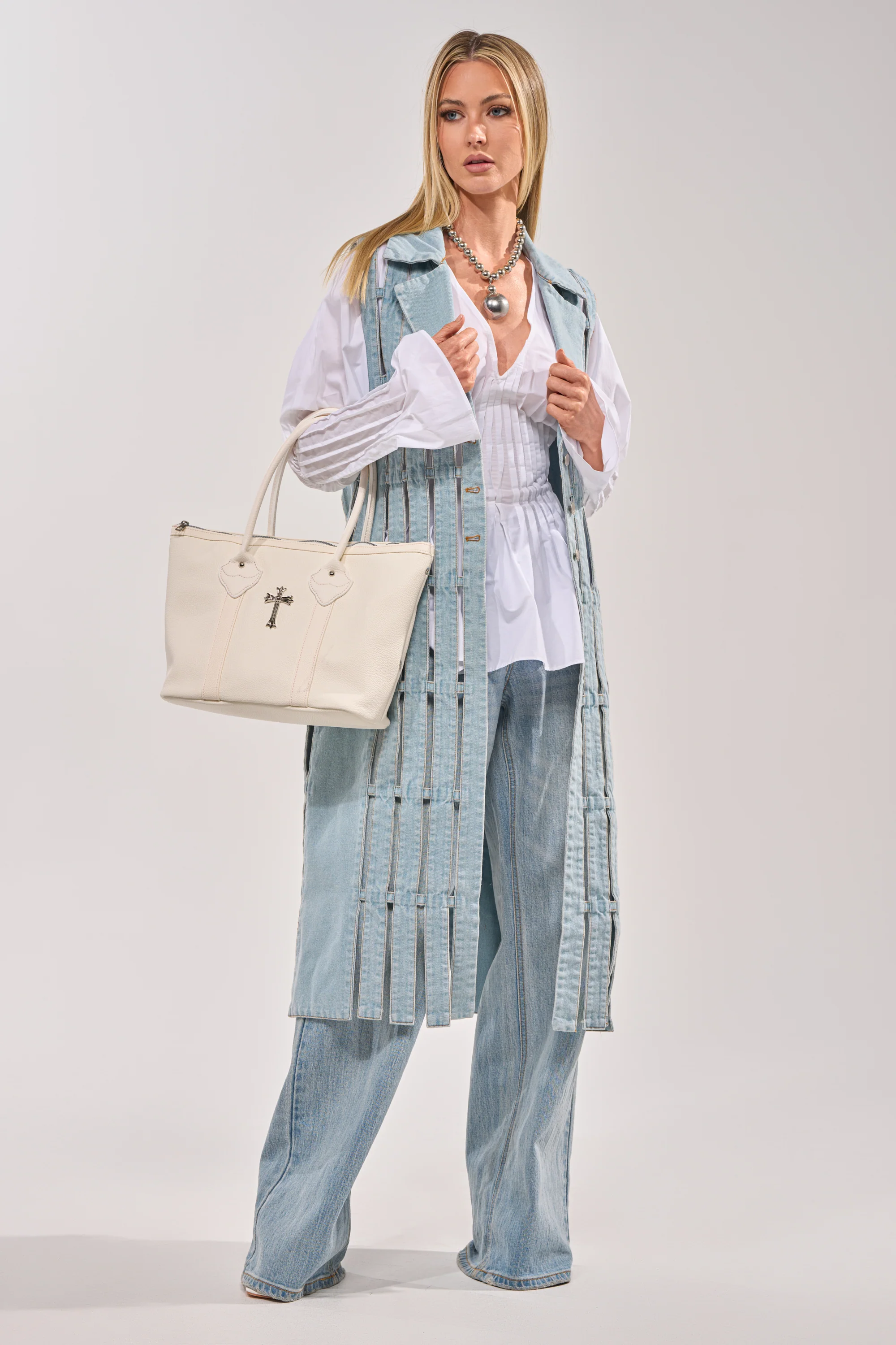 RIGHT THROUGH ME CUTOUT DENIM VEST - Image 9