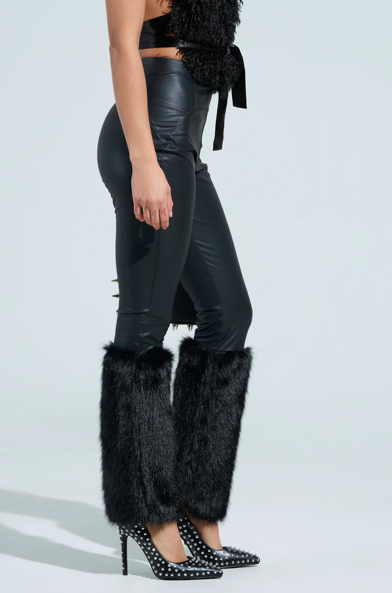 RIO FAUX LEATHER LEGGING WITH FUR TRIM - Image 3
