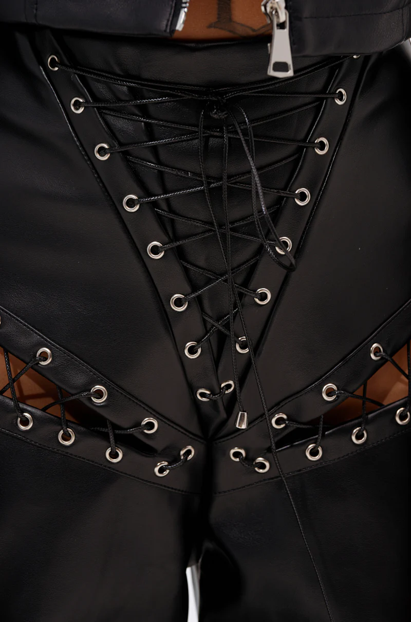 ROCK MY WORLD FAUX LEATHER LACE UP PANT - Image 6