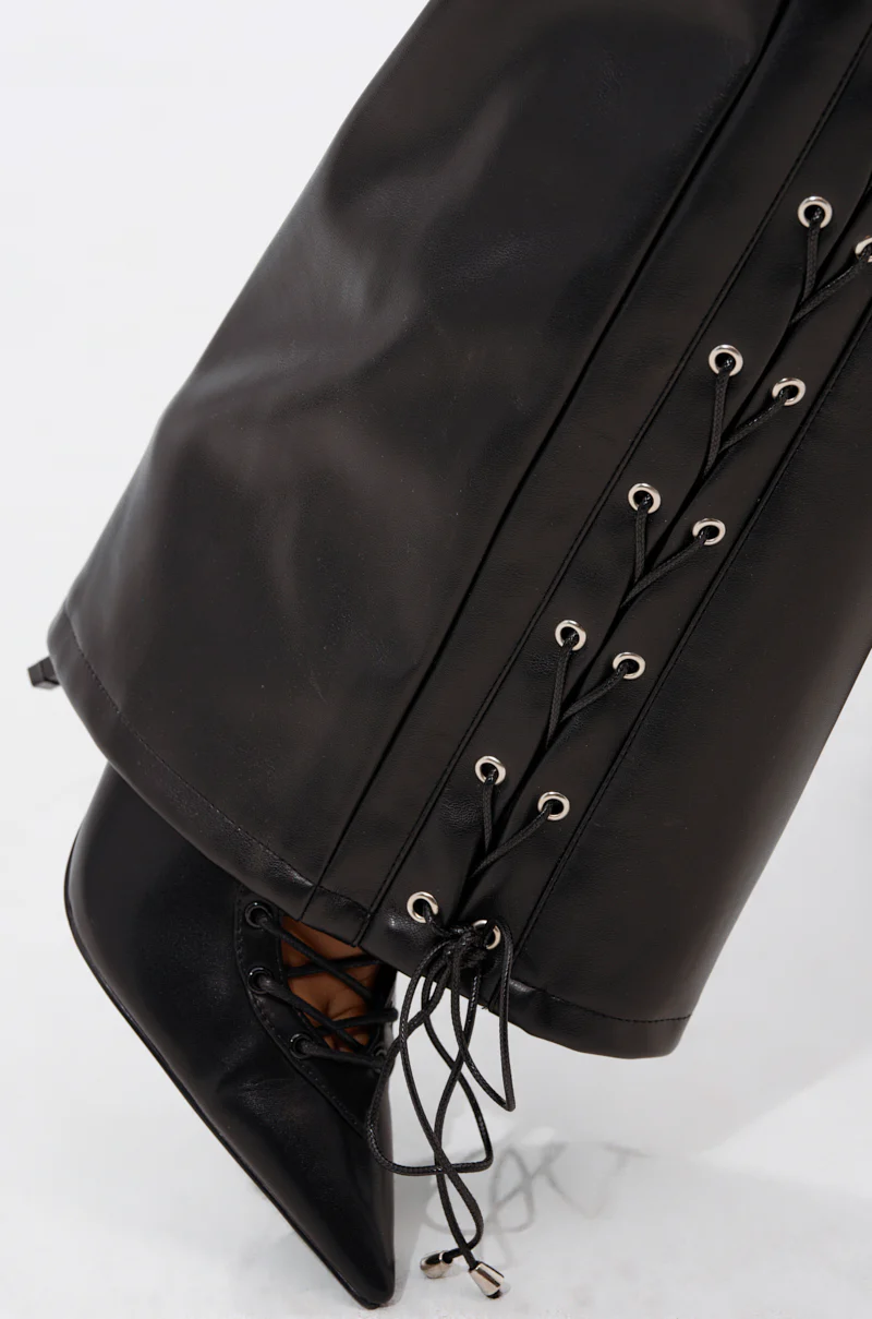 ROCK MY WORLD FAUX LEATHER LACE UP PANT - Image 7