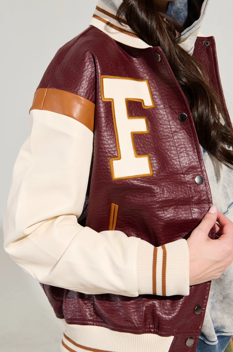 ROCKIT FAUX LEATHER VARSITY BOMBER - Image 9
