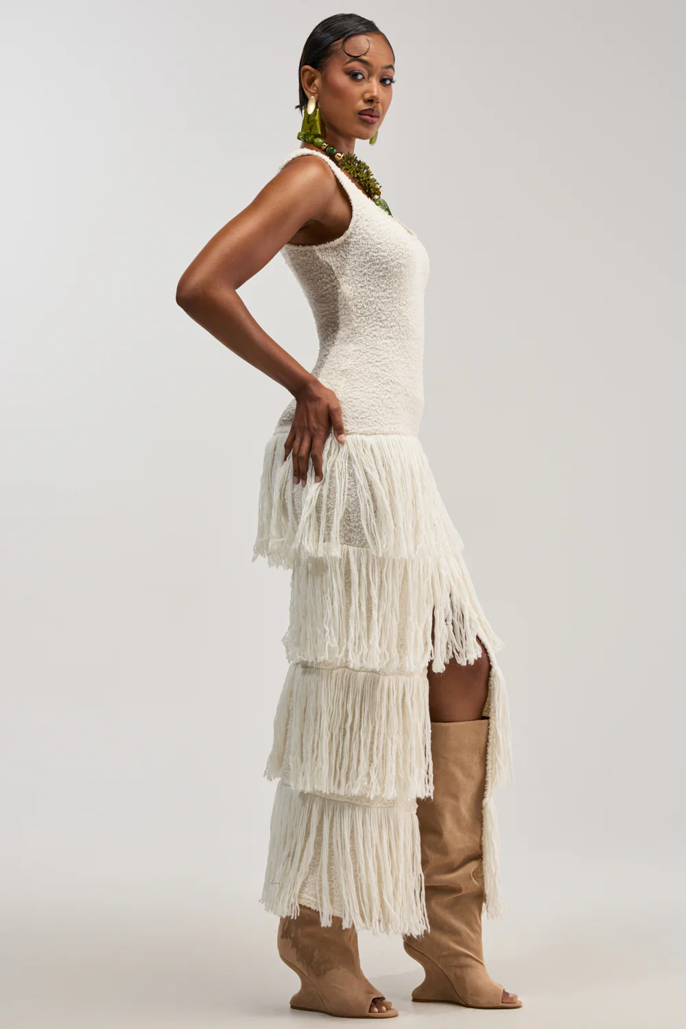 ROGUE HEART KNIT FRINGE MAXI DRESS - Image 5