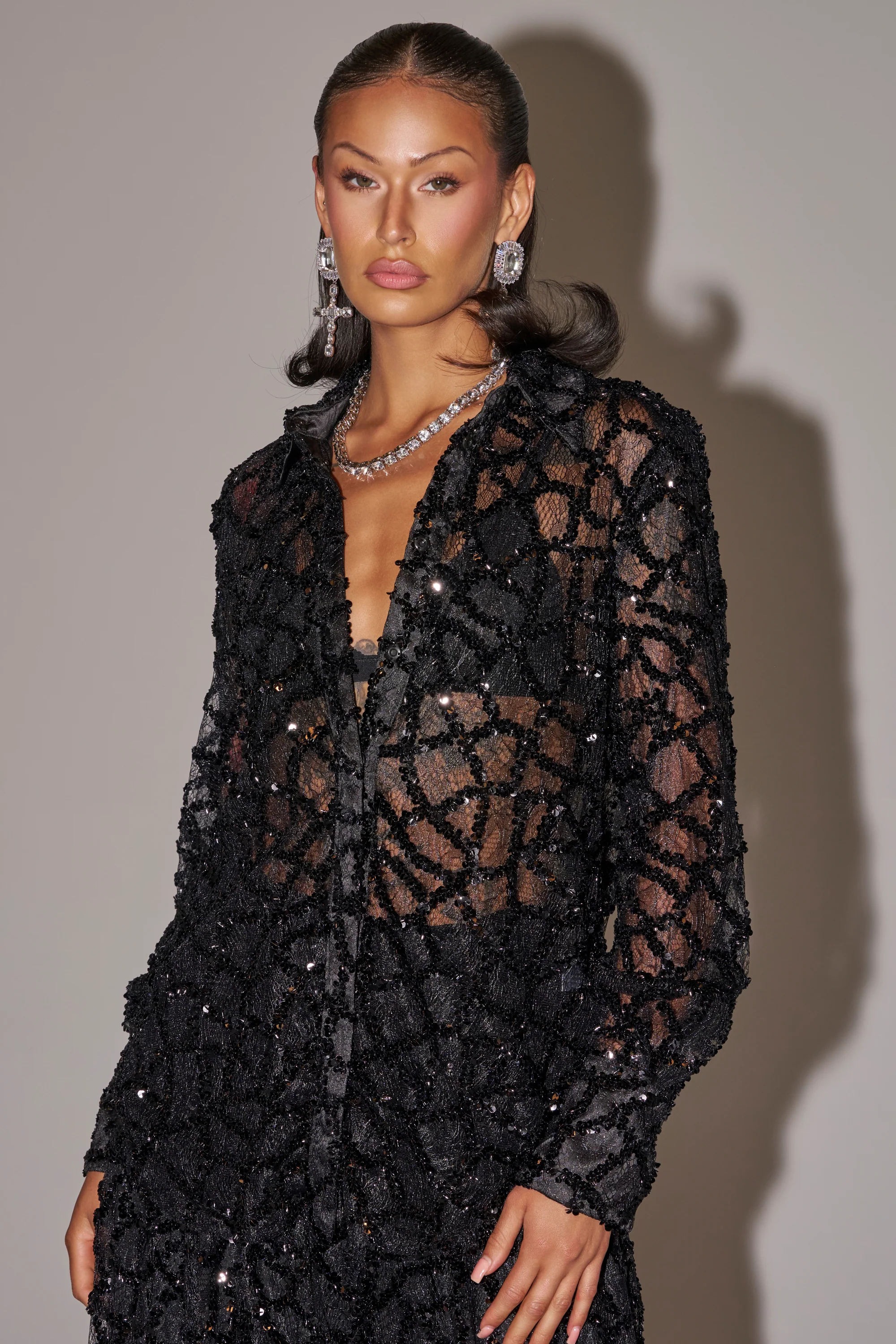 ROXY SEQUIN BUTTON DOWN