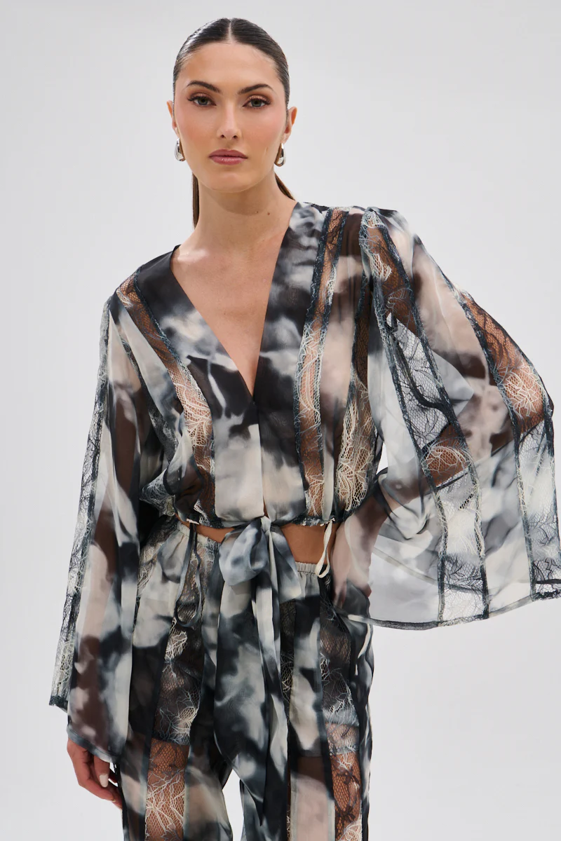 RUBY OMBRE TIE FRONT BLOUSE - Image 2