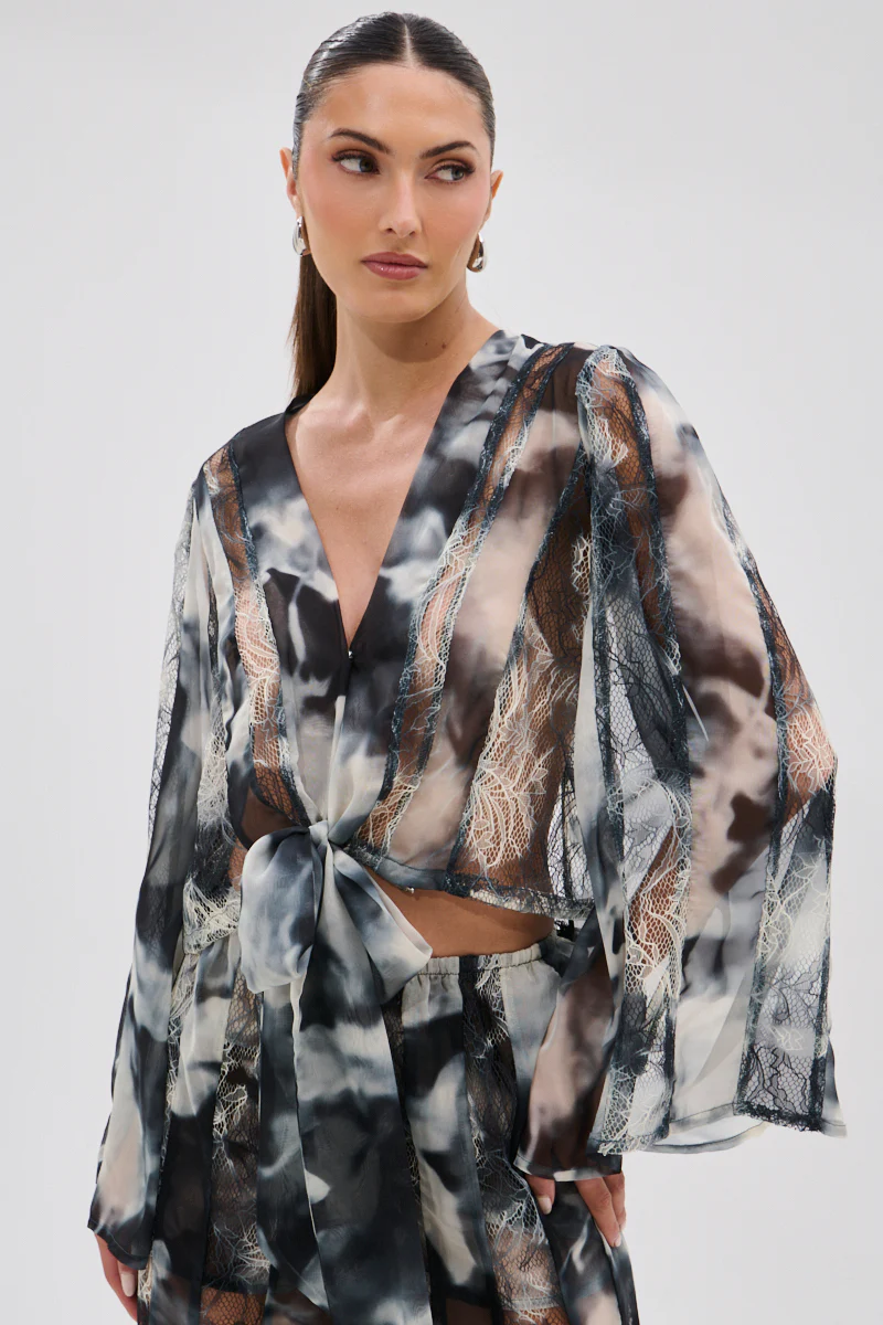 RUBY OMBRE TIE FRONT BLOUSE - Image 3