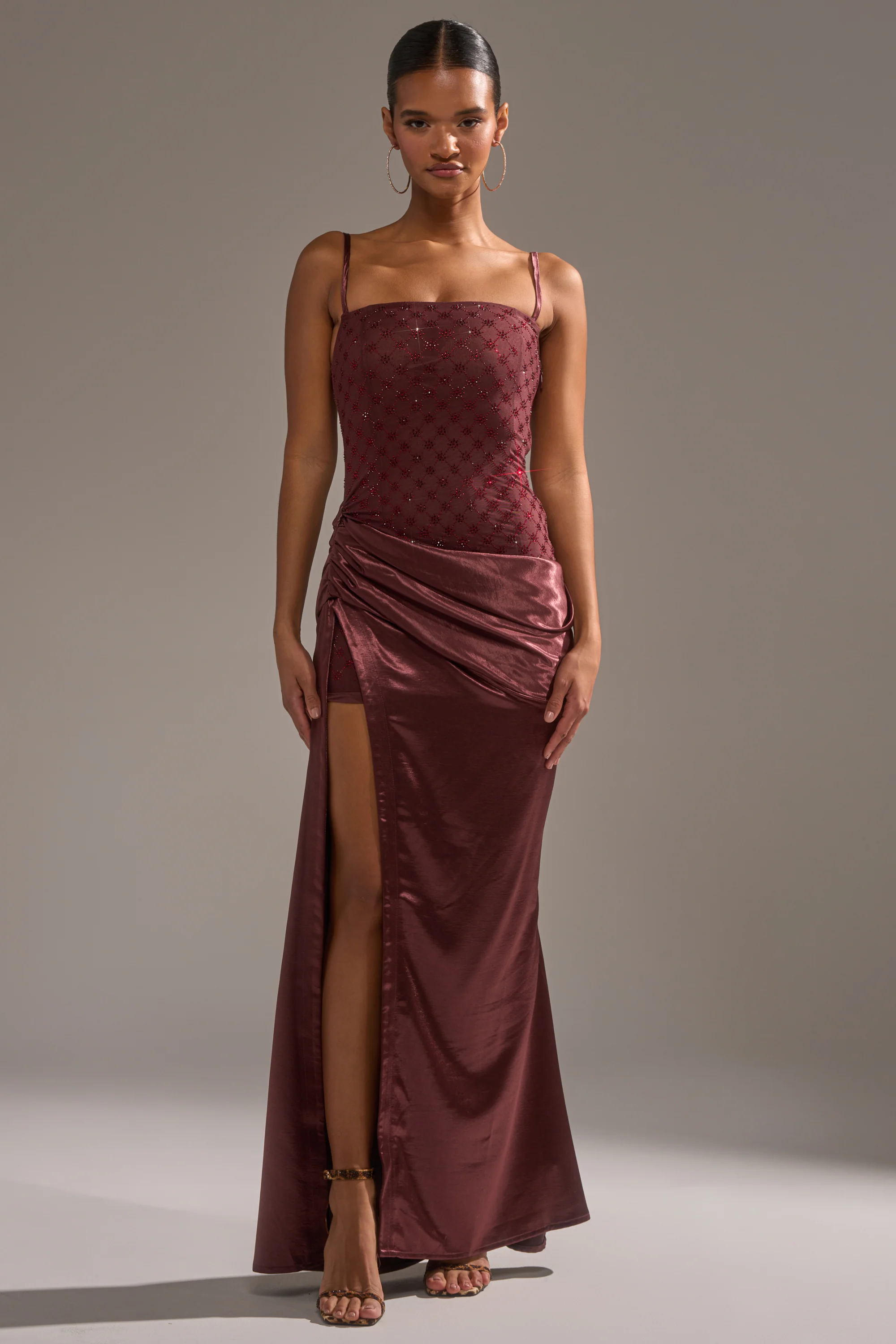 RUNAWAY SATIN MESH MAXI DRESS - Image 3