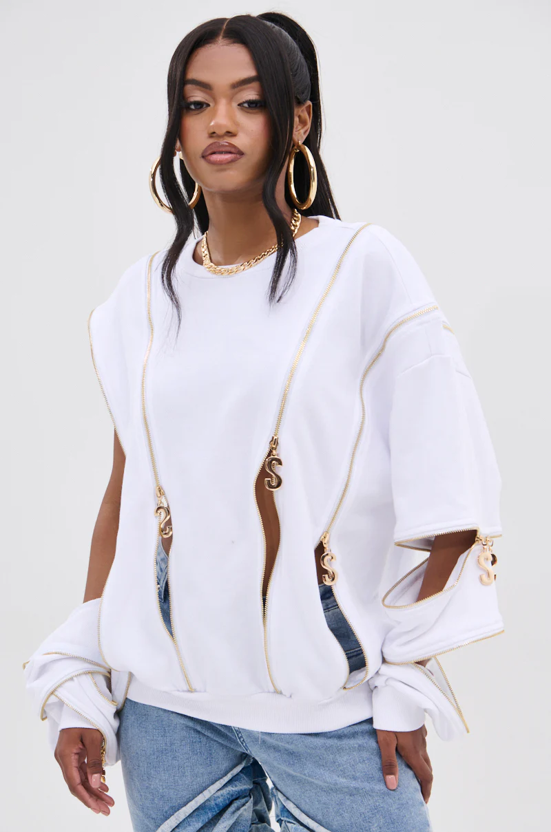 SABRINA ALL OVER ZIPPER SWEATSHIRT