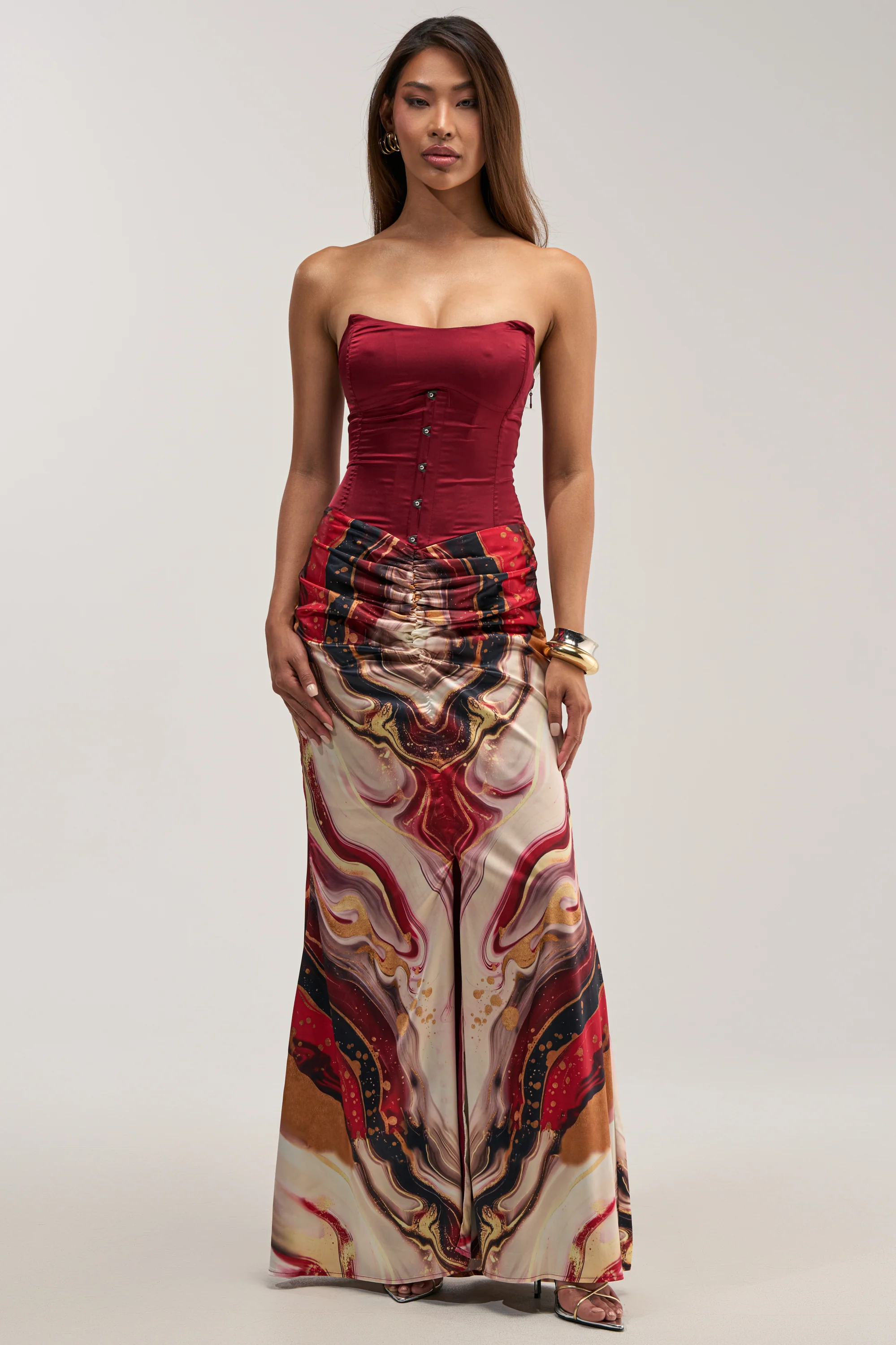 SAMARA ABSTRACT MAXI DRESS IN RED MULTI - Image 2