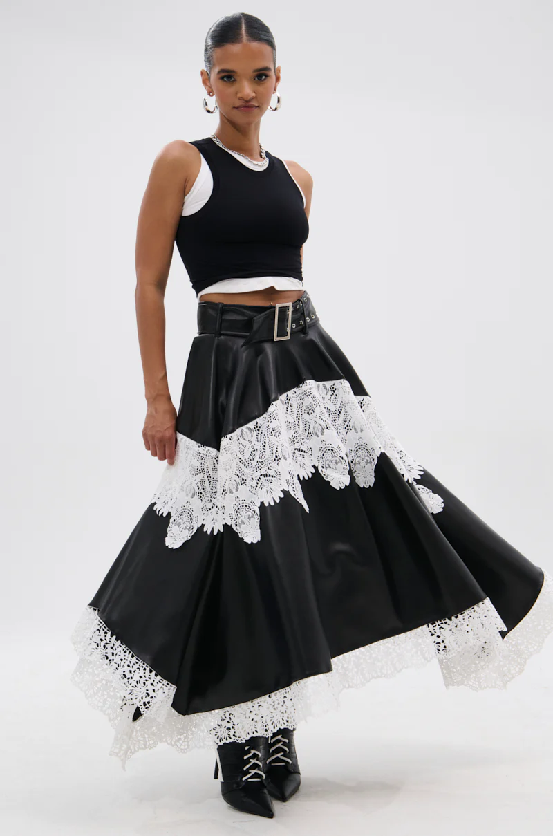 SARA BELTED LACE TRIM SKIRT - Image 6