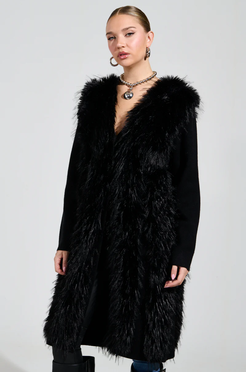 SASHA FIERCE LONG FUR TRIM CARDIGAN - Image 2