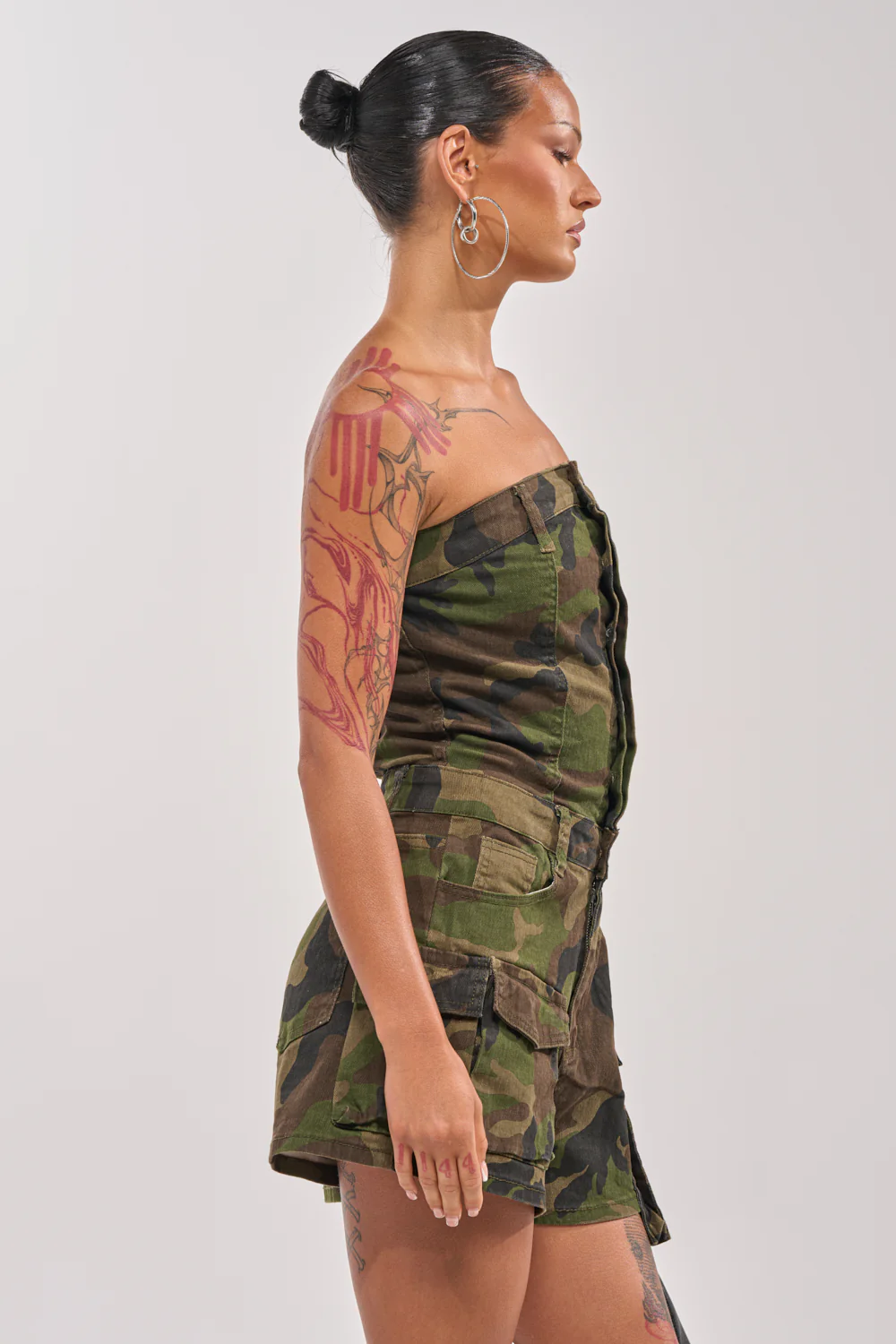 SEE ME WIN DENIM ROMPER IN CAMO - Image 4
