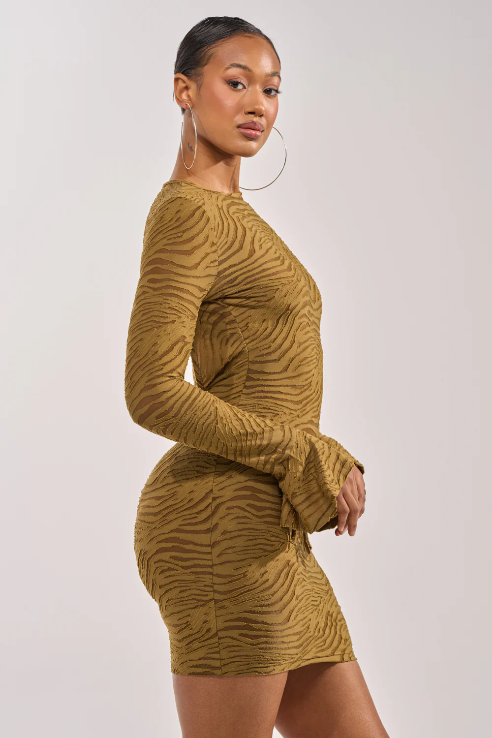 SEE ME WIN MESH MINI DRESS IN OLIVE - Image 4
