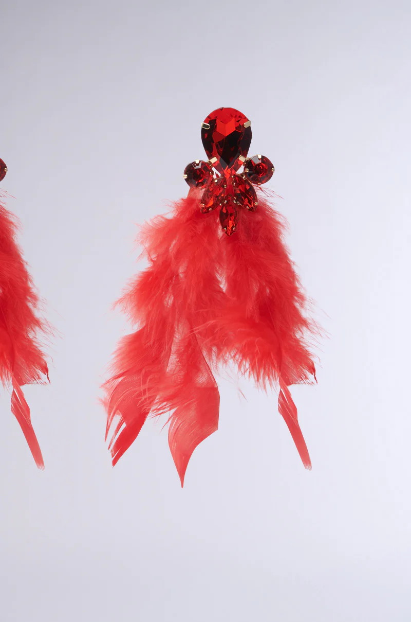 SEE RED FEATHER EARRING - Image 4