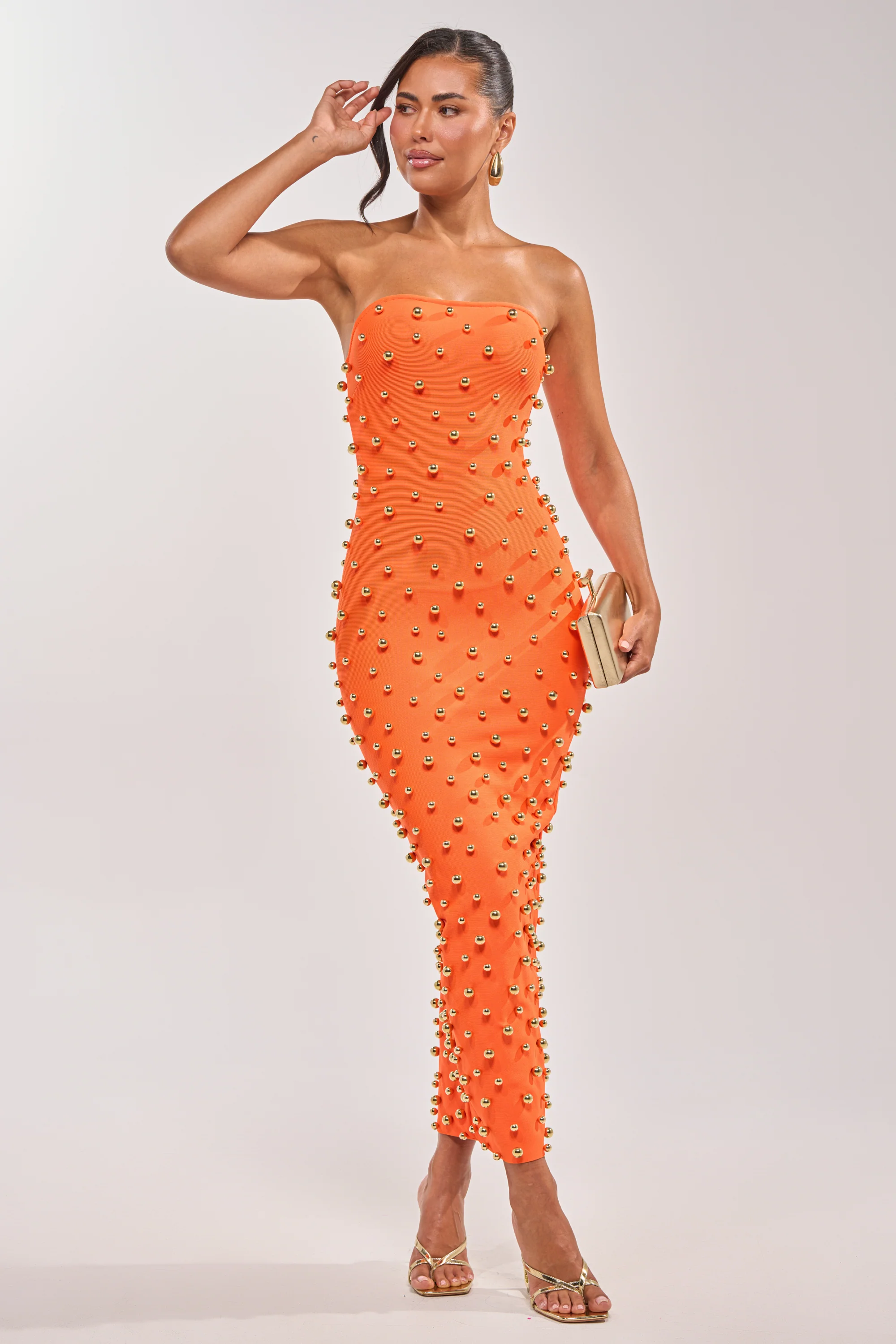 SERVING LOOKS STRAPLESS STUDDED MIDI DRESS - Image 4