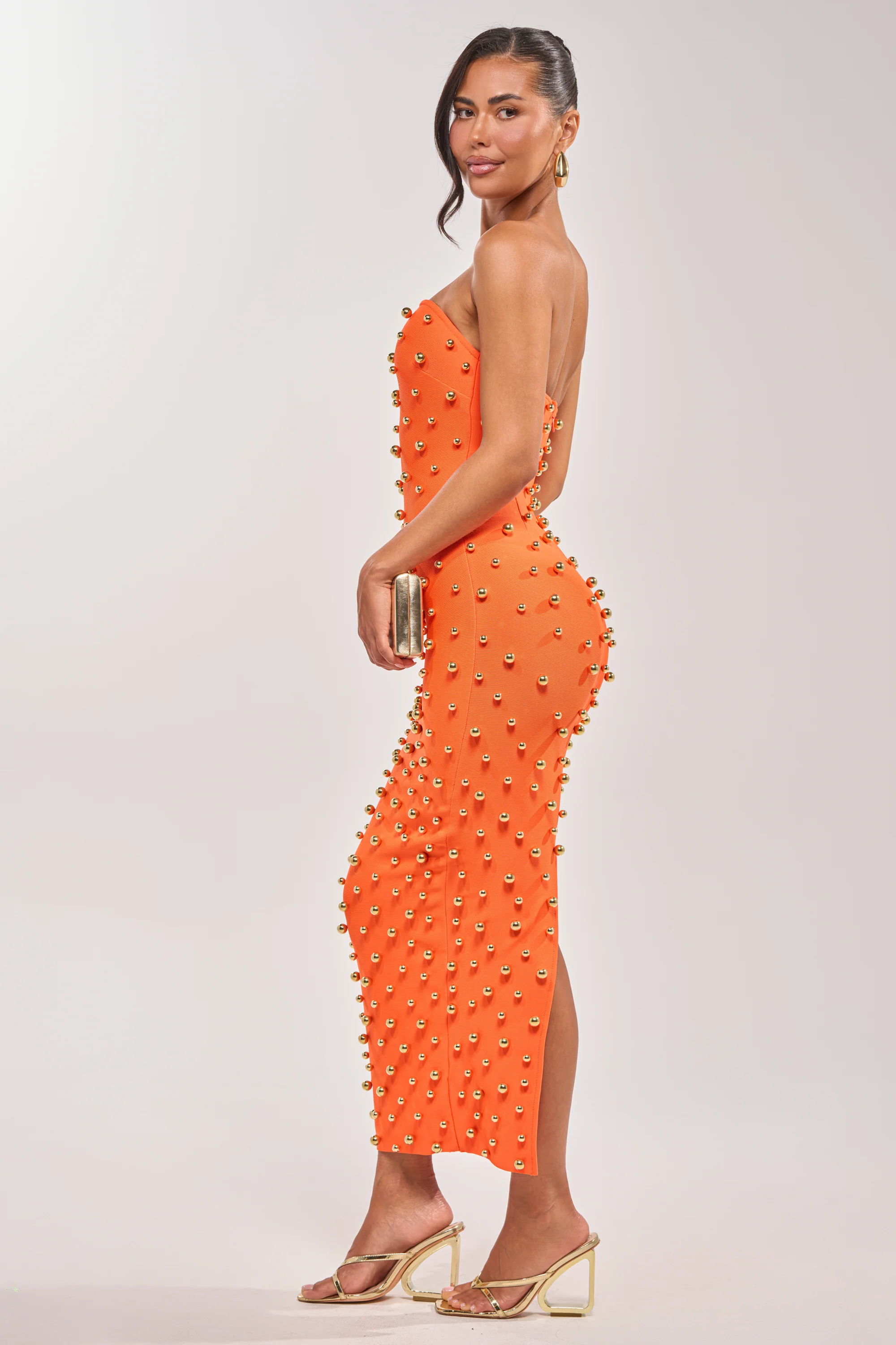 SERVING LOOKS STRAPLESS STUDDED MIDI DRESS - Image 5