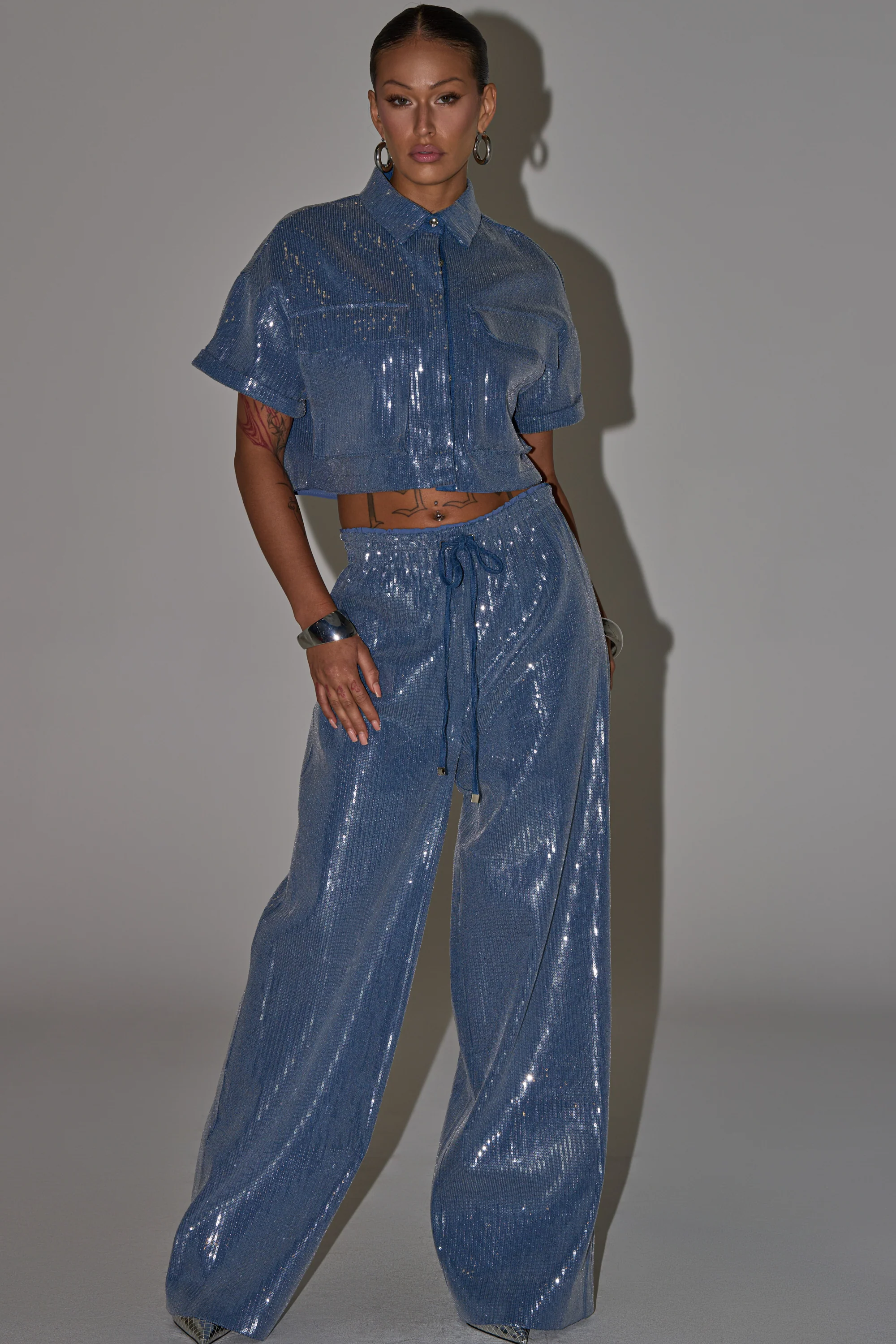 SHAKE IT GIRL SEQUIN BUTTON DOWN - Image 7