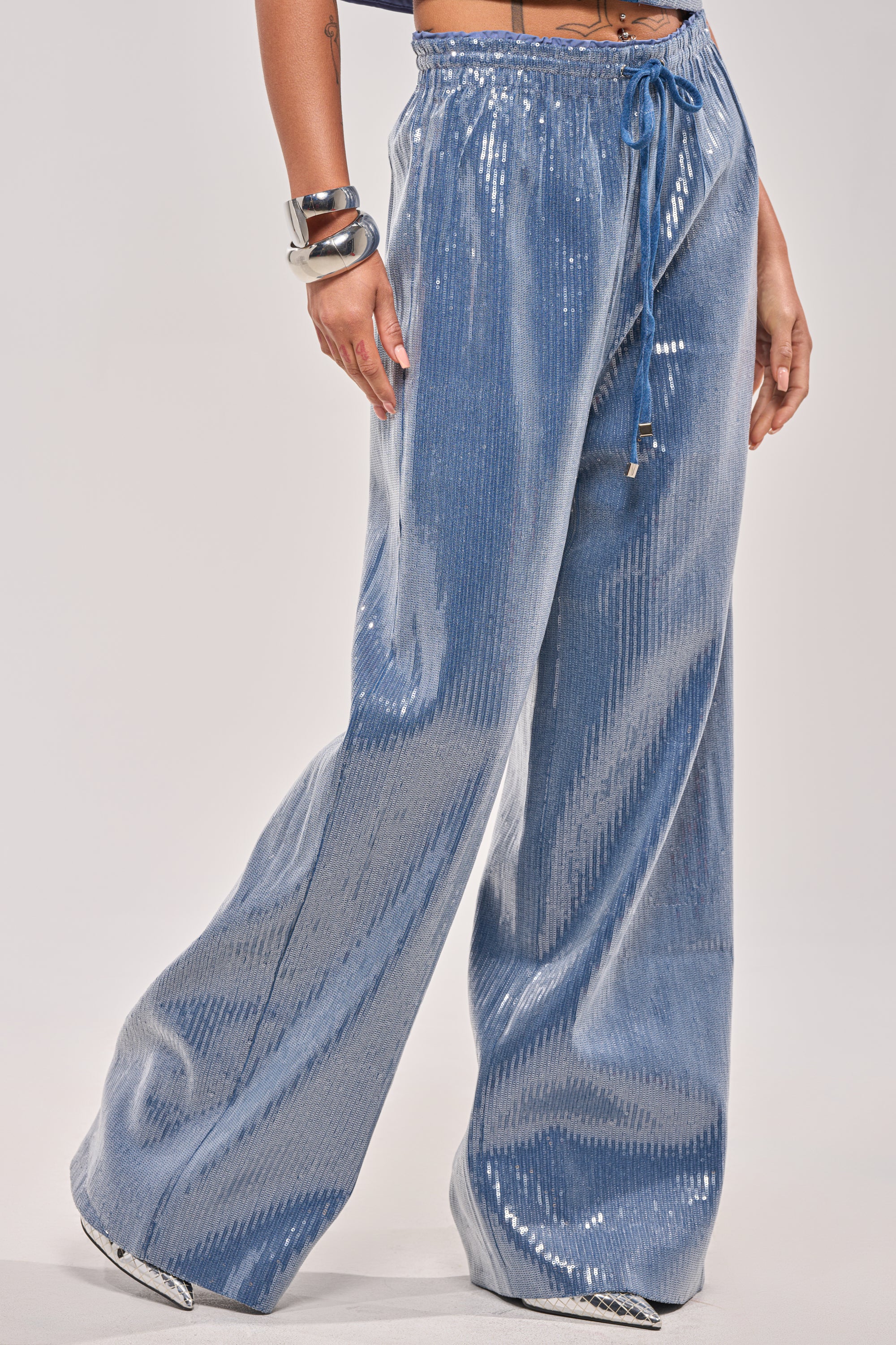 SHAKE IT GIRL SEQUIN WIDE LEG JOGGER - Image 4