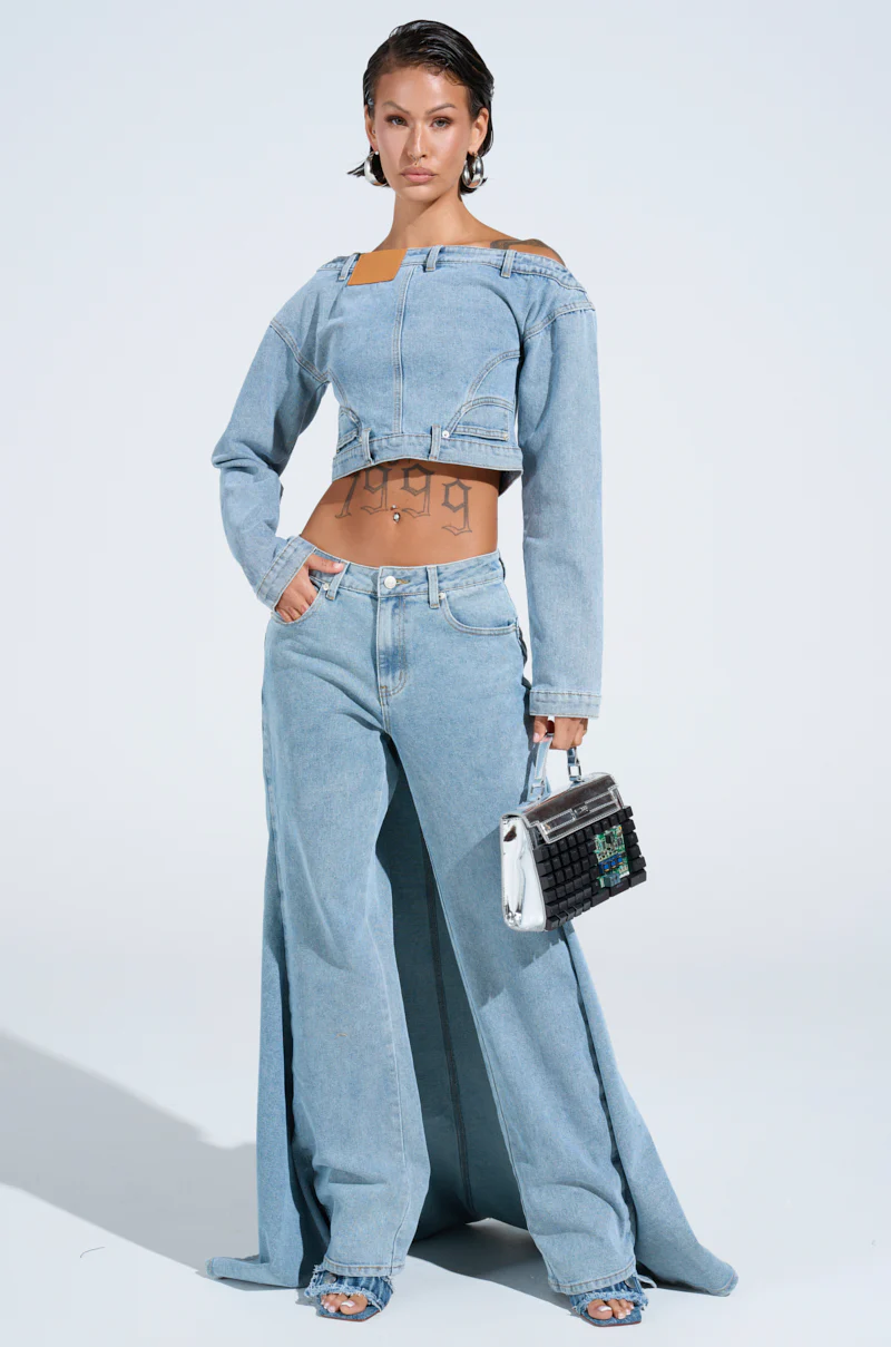 SHAKE IT OFF DENIM PANT WITH SKIRT ATTACHED - Image 6