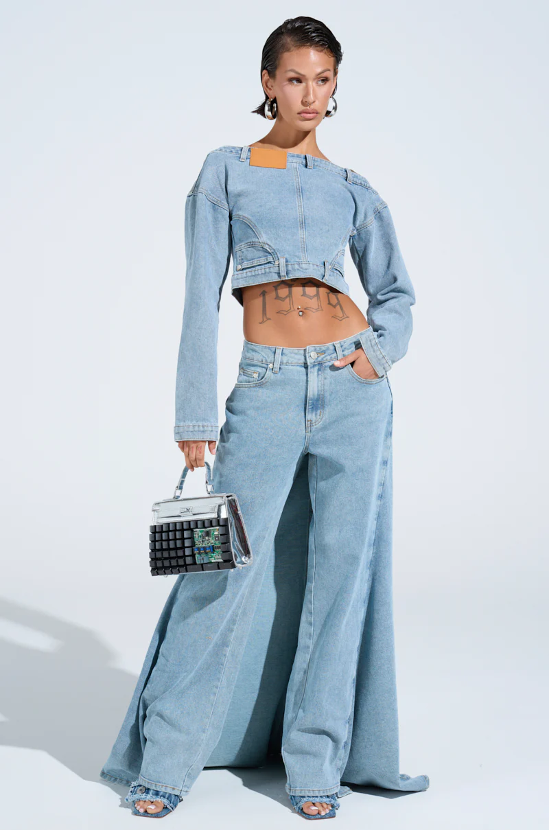 SHAKE IT OFF DENIM PANT WITH SKIRT ATTACHED - Image 7