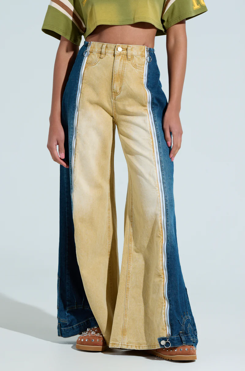 SHE CAN DO BOTH MIXED MEDIA DENIM JEANS - Image 3