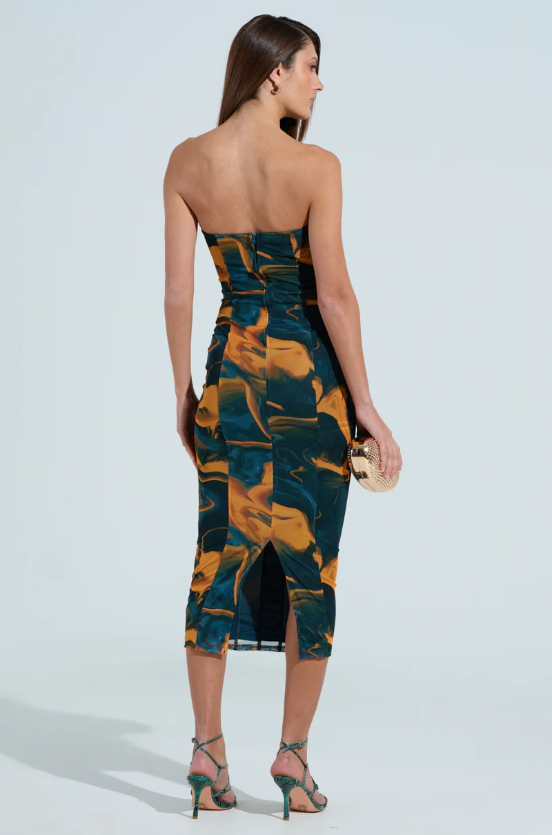 SHES UNFORGETTABLE ABSTRACT MESH MIDI DRESS - Image 5