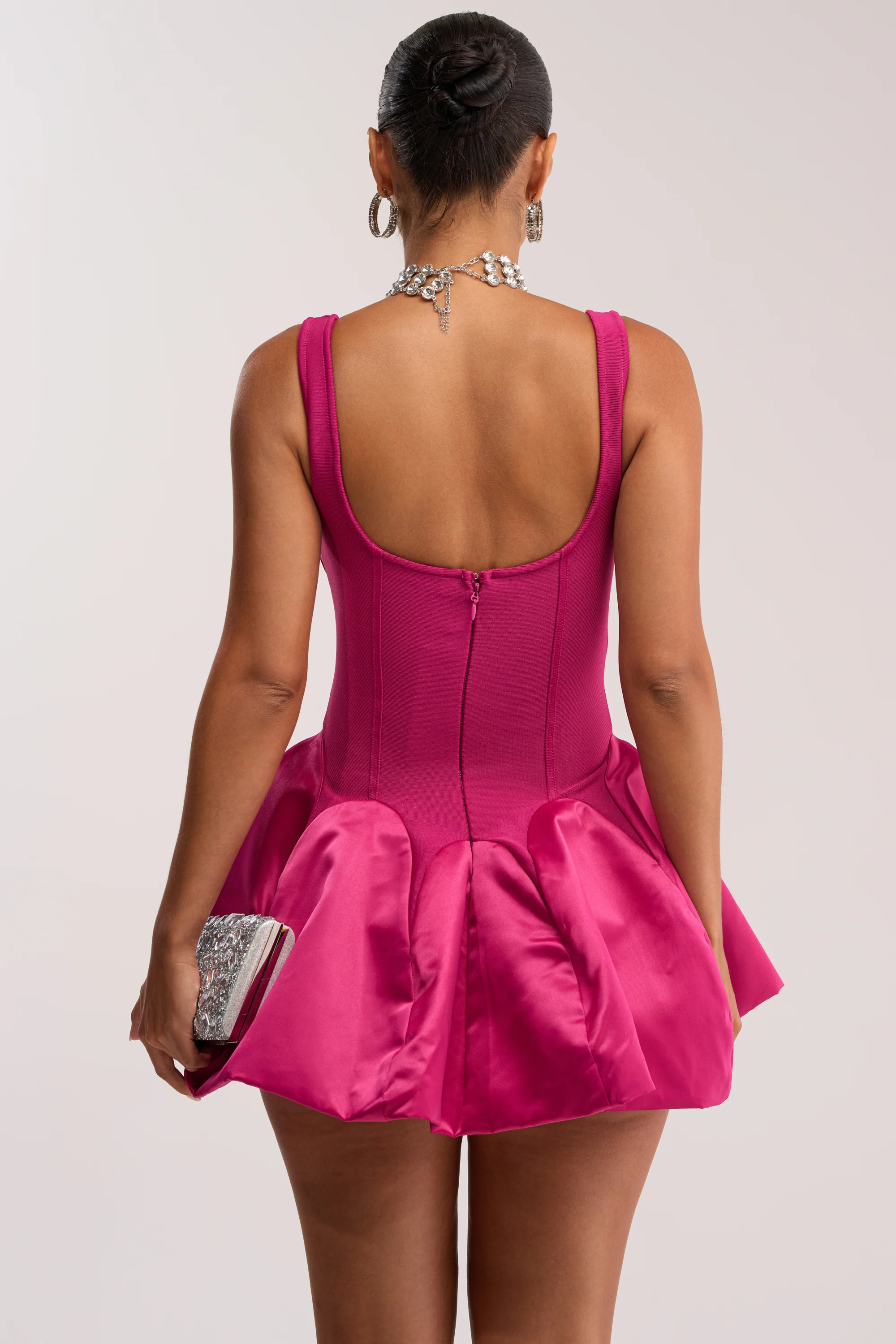 SHIMMER FRAME RHINESTONE MINI DRESS IN PINK - Image 5
