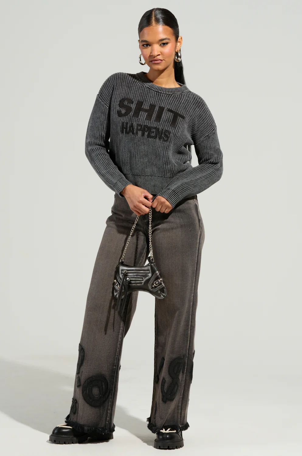 SHIT HAPPENS MINERAL WASH LONG SLEEVE SWEATER - Image 5